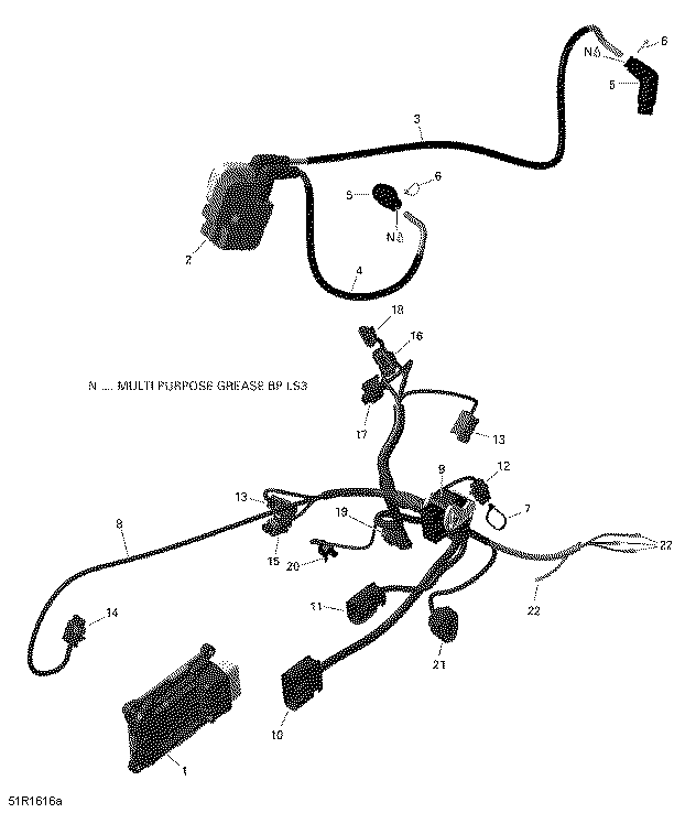 An Image of a Genuine Can-Am Parts Schematic Diagram showing the schematic - ENGINE HARNESS AND ELECTRONIC MODULE - 650 EFI