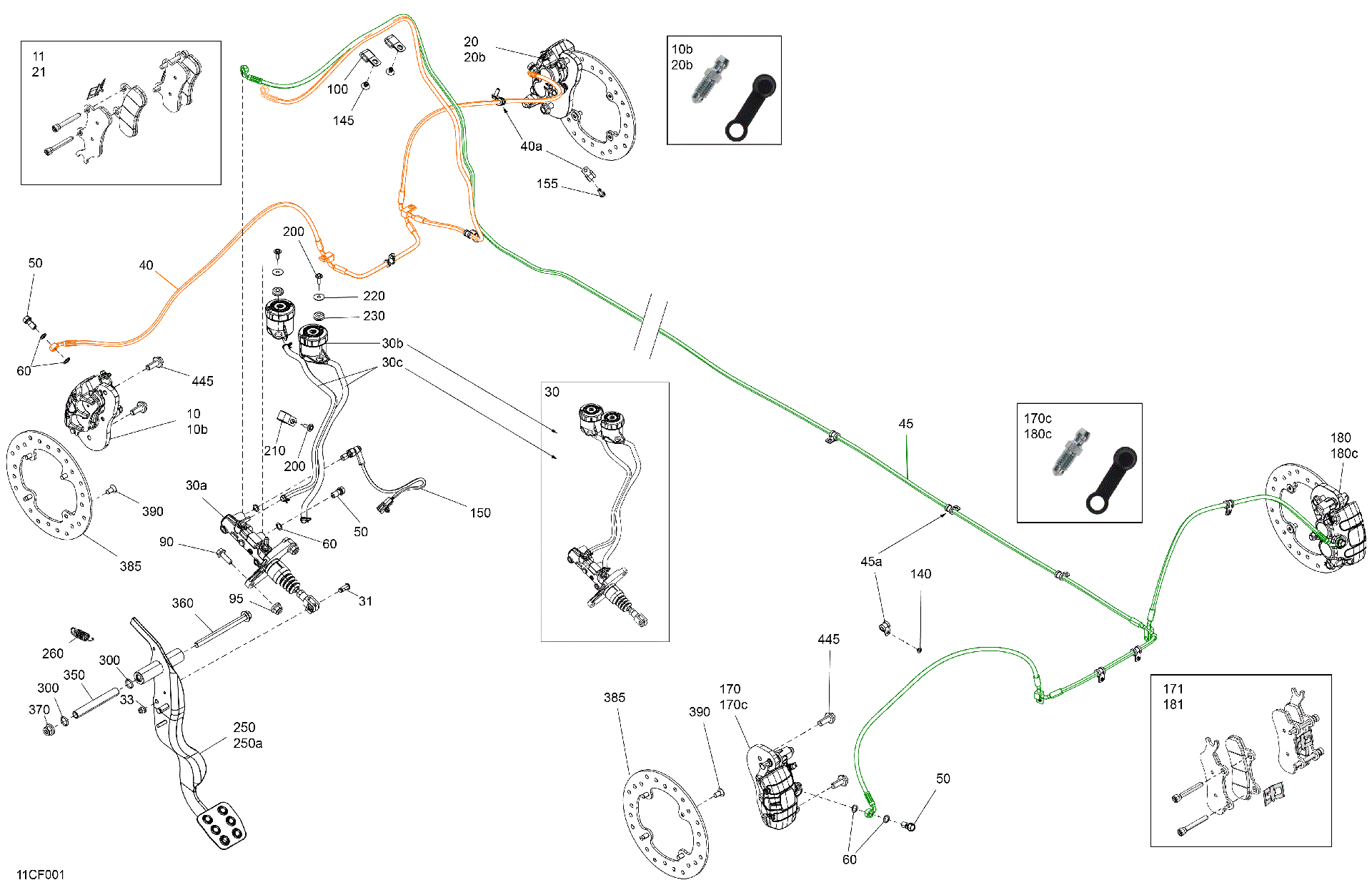 An Image of a Genuine Can-Am Parts Schematic Diagram showing the schematic - MECHANIC - BRAKE SYSTEM