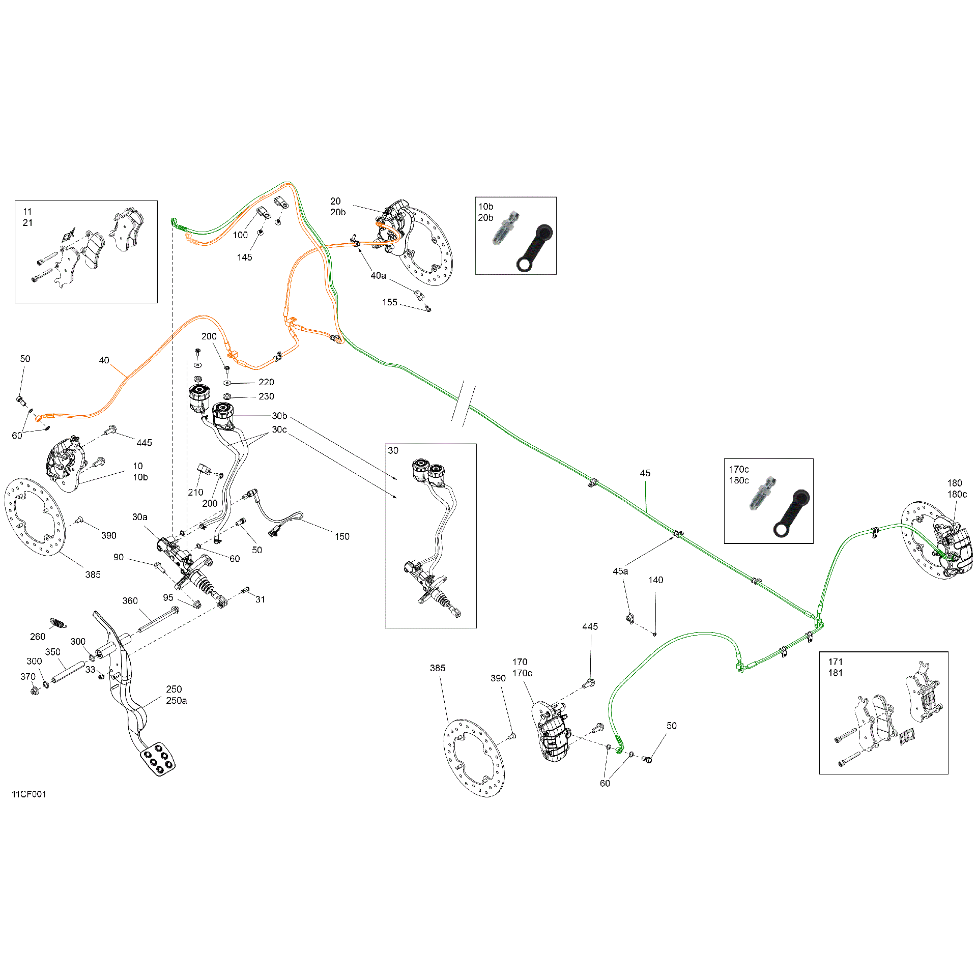 An Image of a Genuine Can-Am Parts Schematic Diagram showing the schematic - MECHANIC - BRAKE SYSTEM