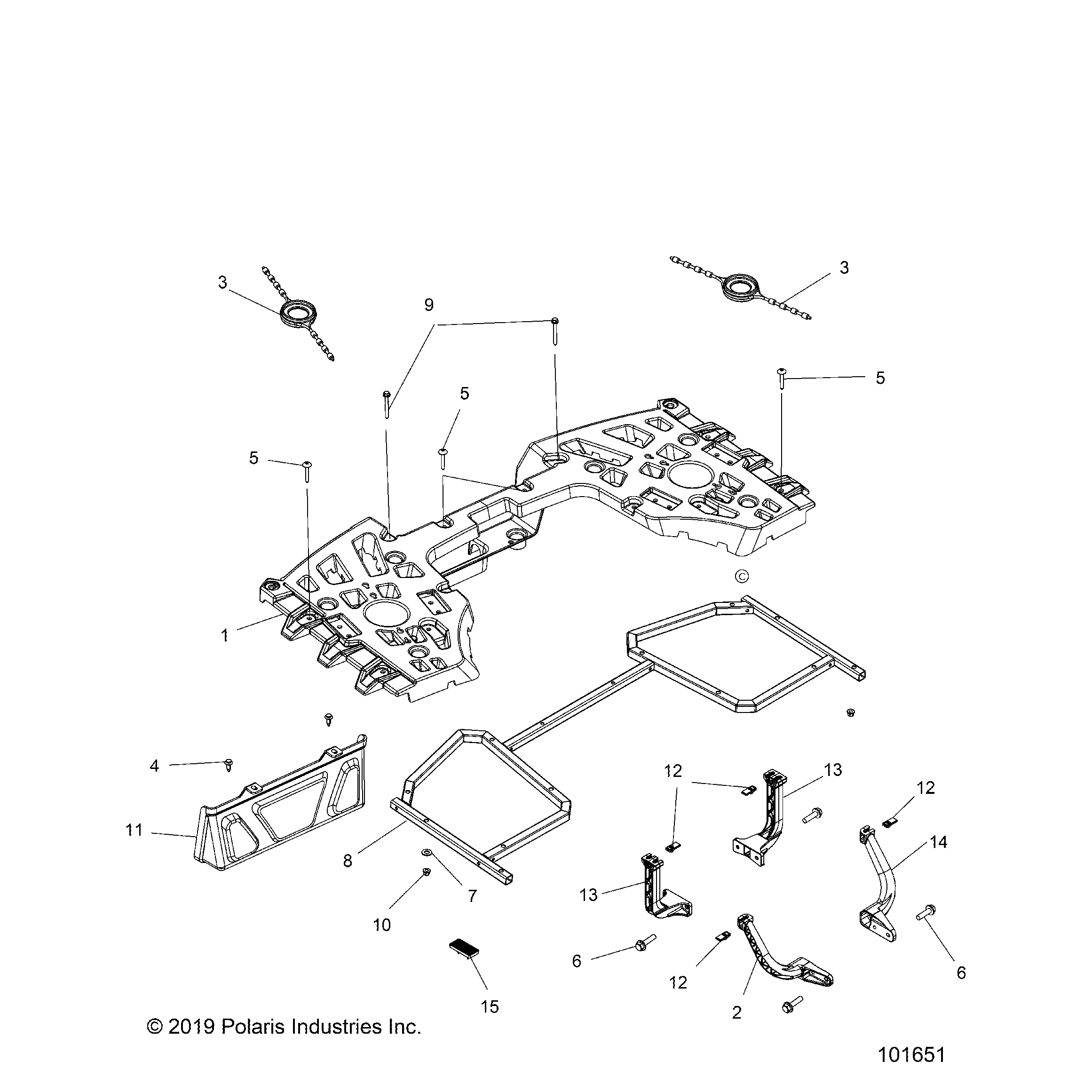 An Image of a Genuine Polaris Parts Schematic Diagram showing the schematic - BODY: REAR RACK ASM. - 2021 POLARIS SPORTSMAN TOURING 850 48"