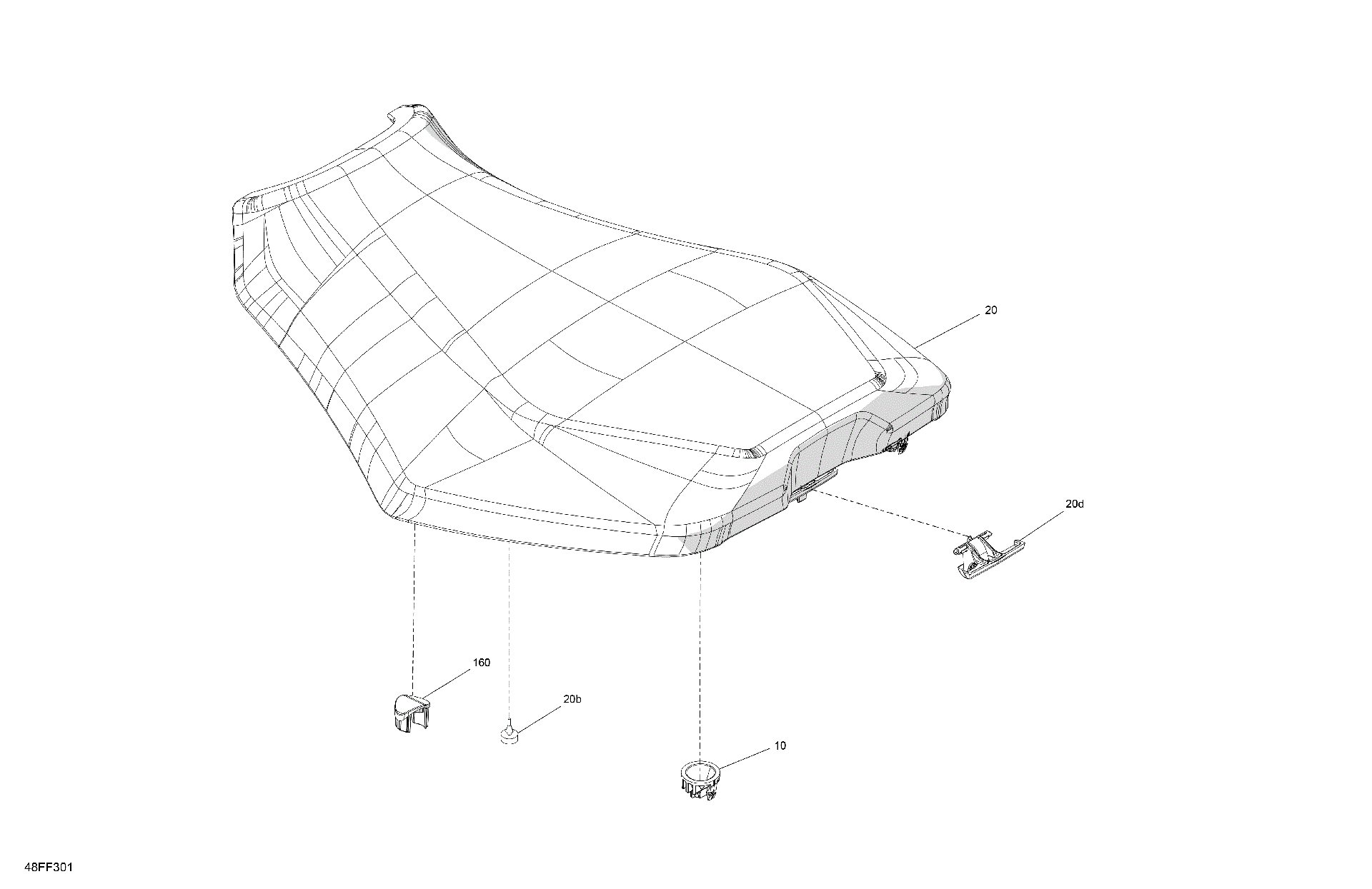 An Image of a Genuine Can-Am Parts Schematic Diagram showing the schematic - BODY - SEAT