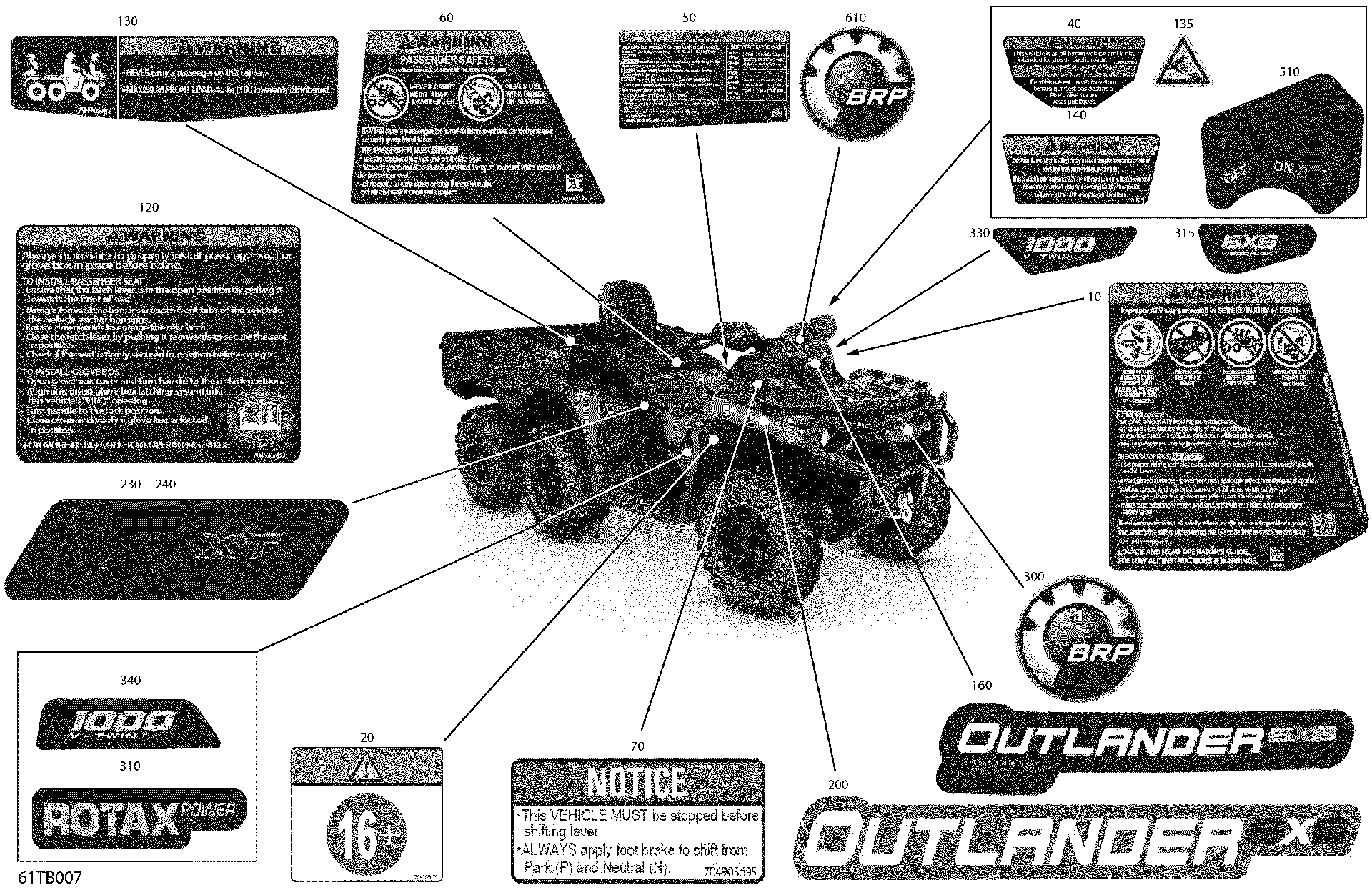 An Image of a Genuine Can-Am Parts Schematic Diagram showing the schematic - BODY - DECALS