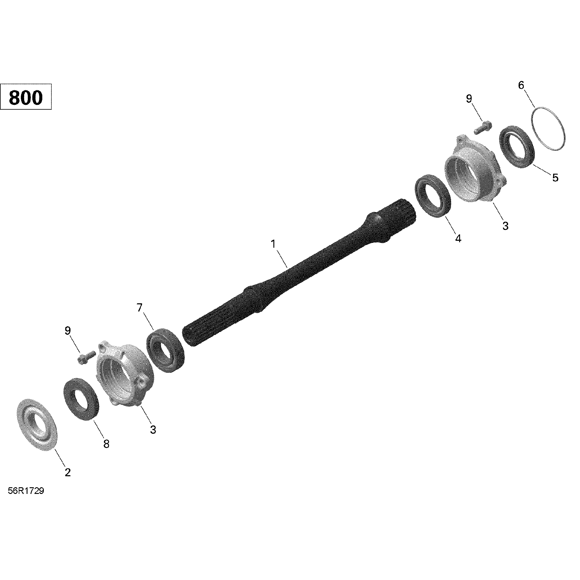 An Image of a Genuine Can-Am Parts Schematic Diagram showing the schematic - DRIVE SHAFT - 800R EFI