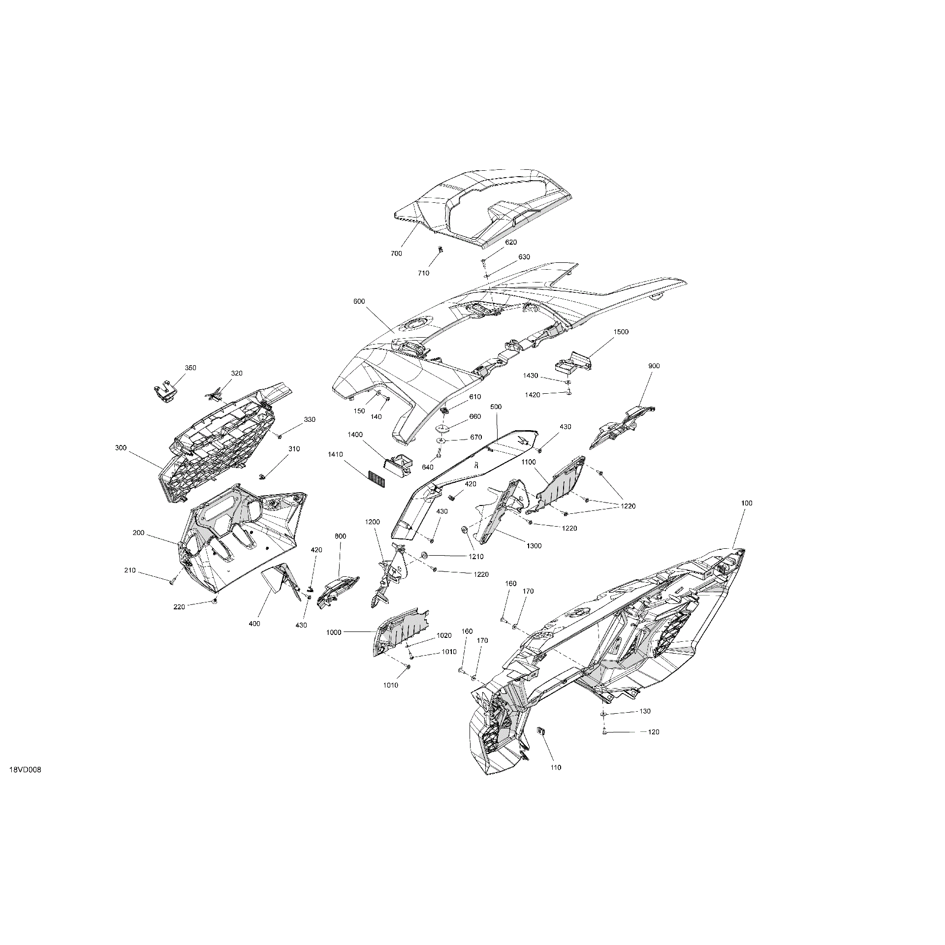 An Image of a Genuine Can-Am Parts Schematic Diagram showing the schematic - BODY - HOOD