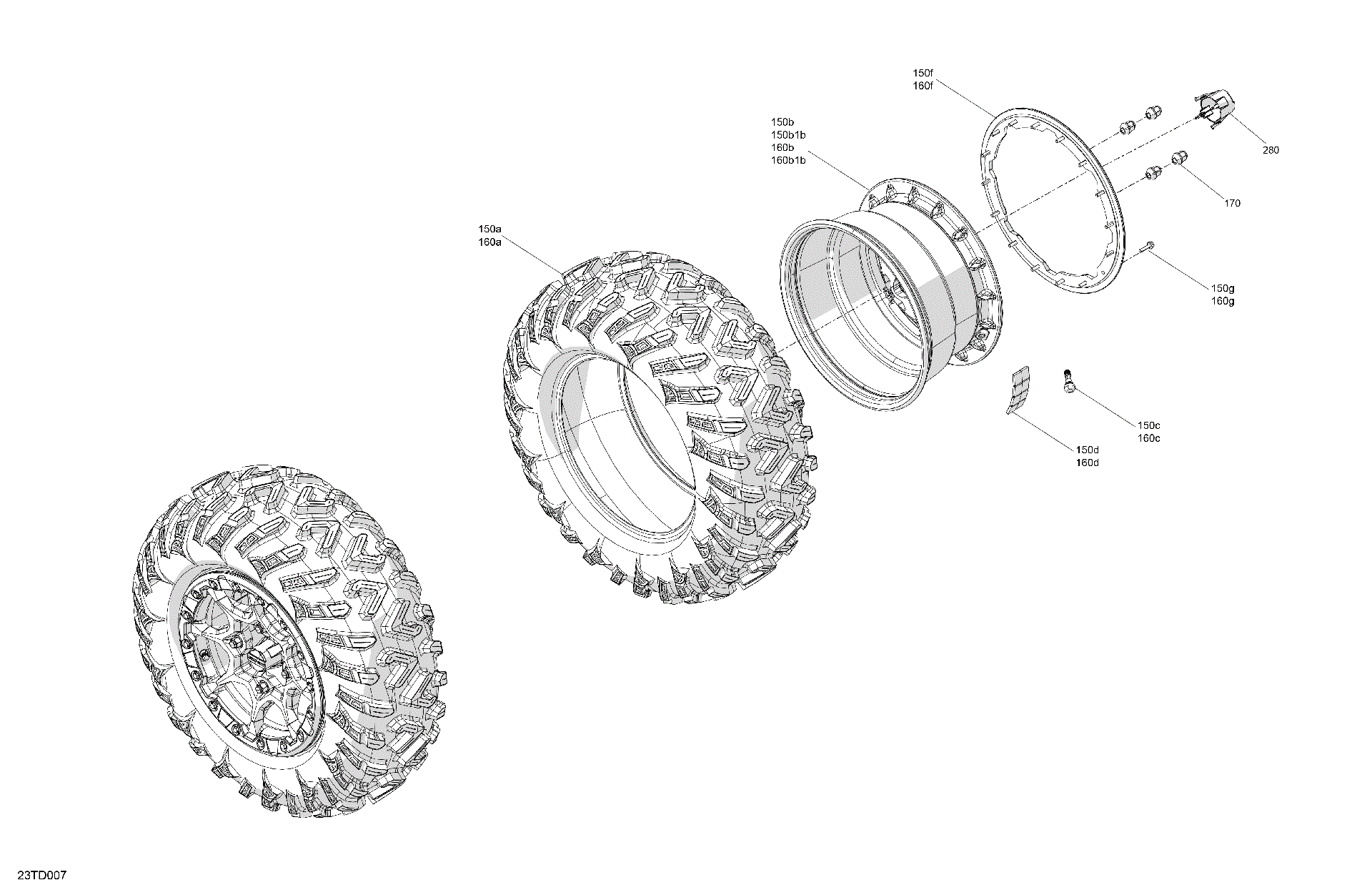 An Image of a Genuine Can-Am Parts Schematic Diagram showing the schematic - DRIVE - REAR WHEELS