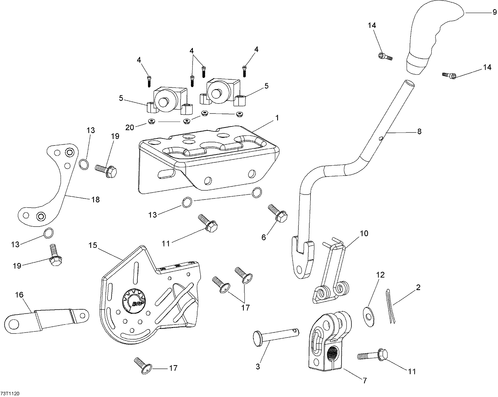 An Image of a Genuine Can-Am Parts Schematic Diagram showing the schematic - SHIFT LEVER