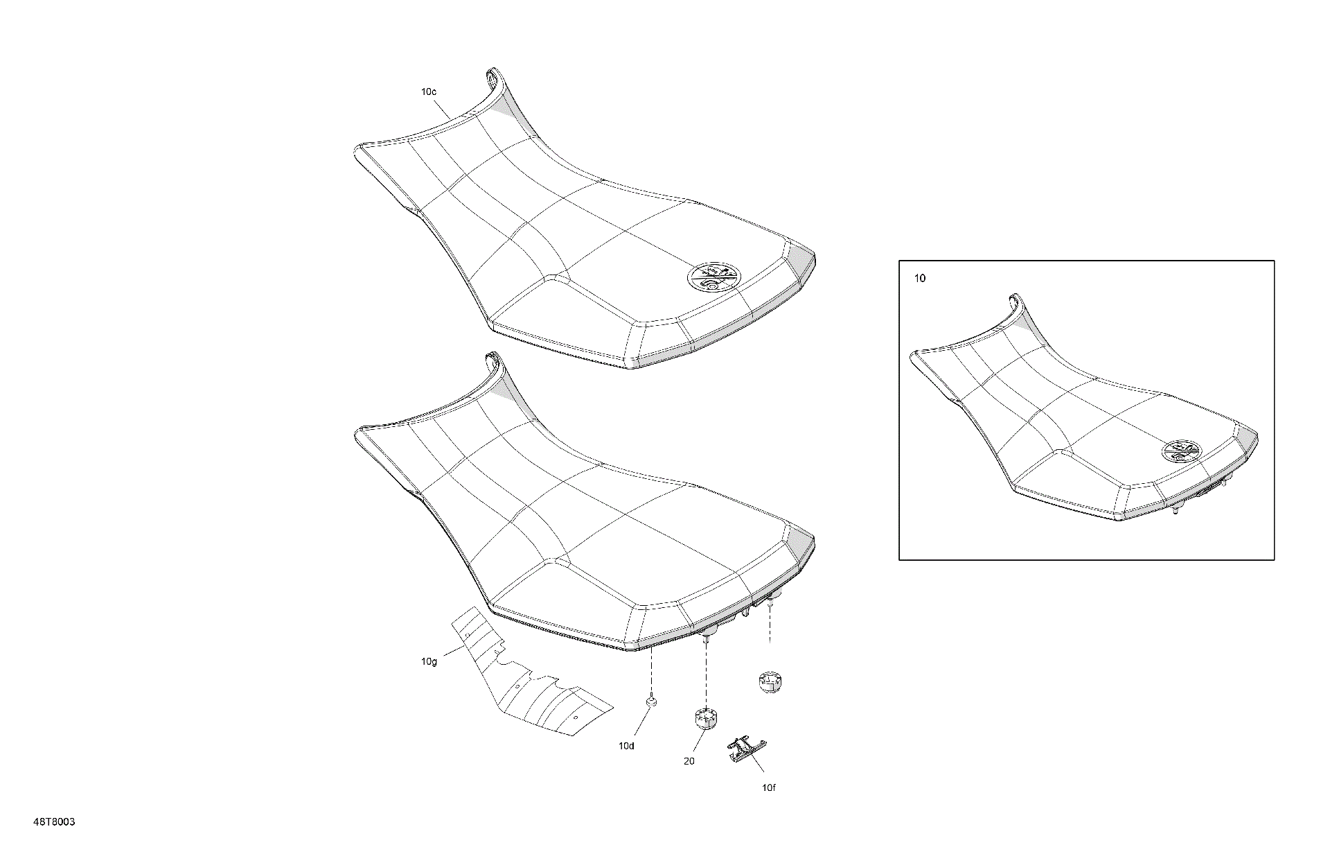 An Image of a Genuine Can-Am Parts Schematic Diagram showing the schematic - BODY - SEAT