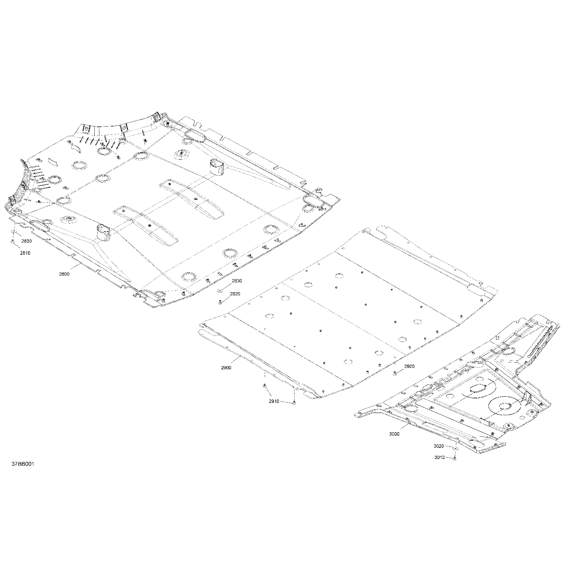 An Image of a Genuine Can-Am Parts Schematic Diagram showing the schematic - BODY - SKID PLATE