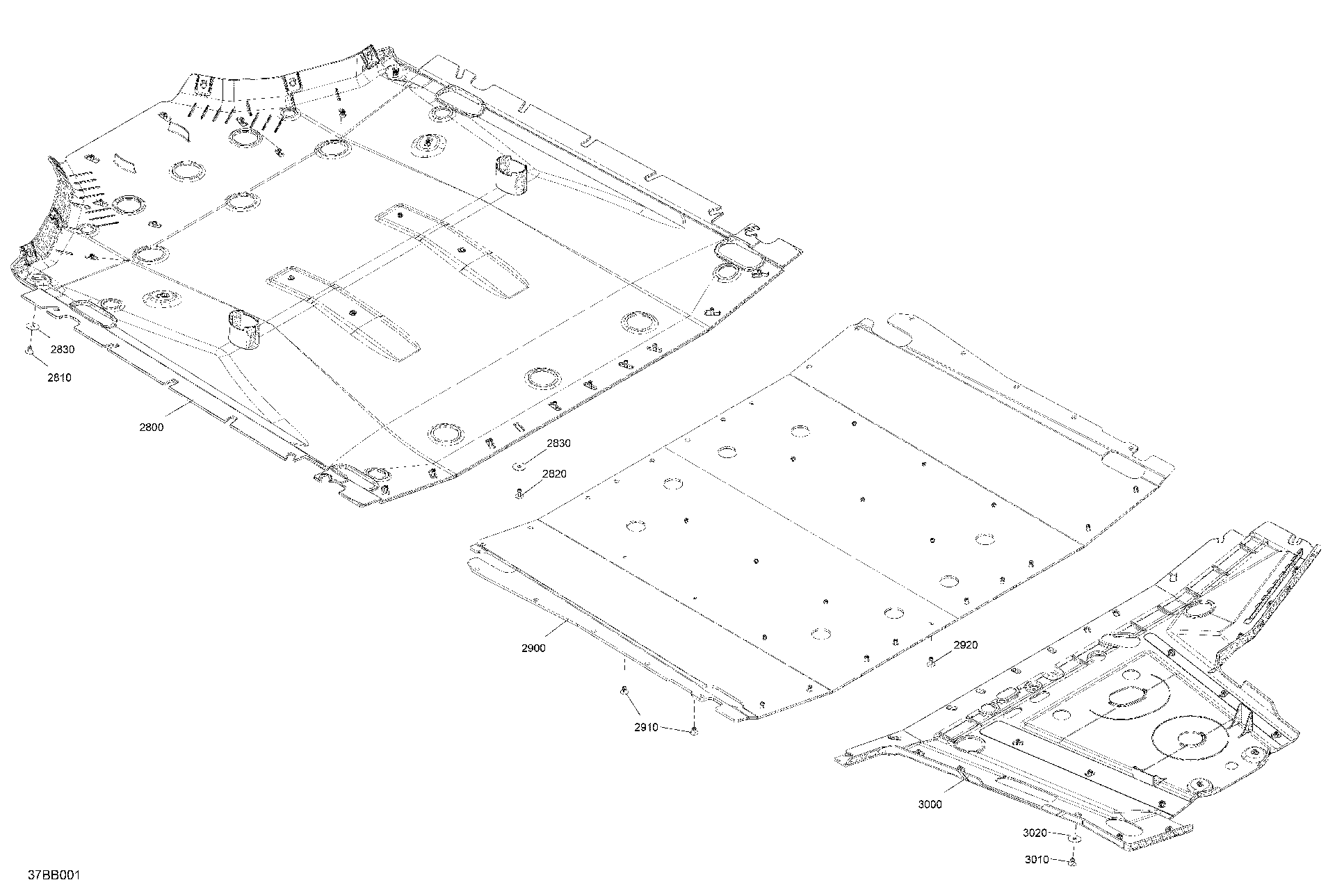 An Image of a Genuine Can-Am Parts Schematic Diagram showing the schematic - BODY - SKID PLATE