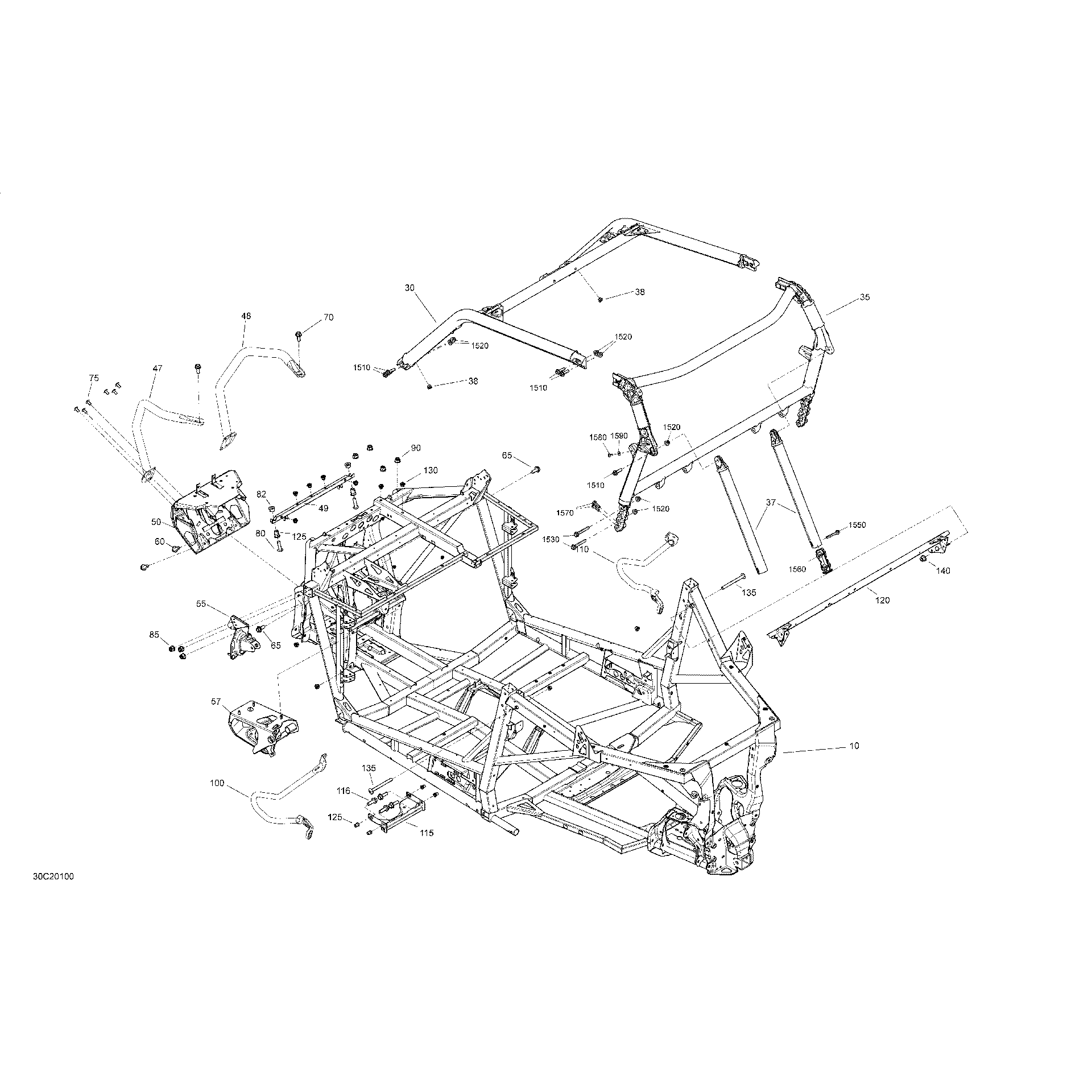 An Image of a Genuine Can-Am Parts Schematic Diagram showing the schematic - FRAME