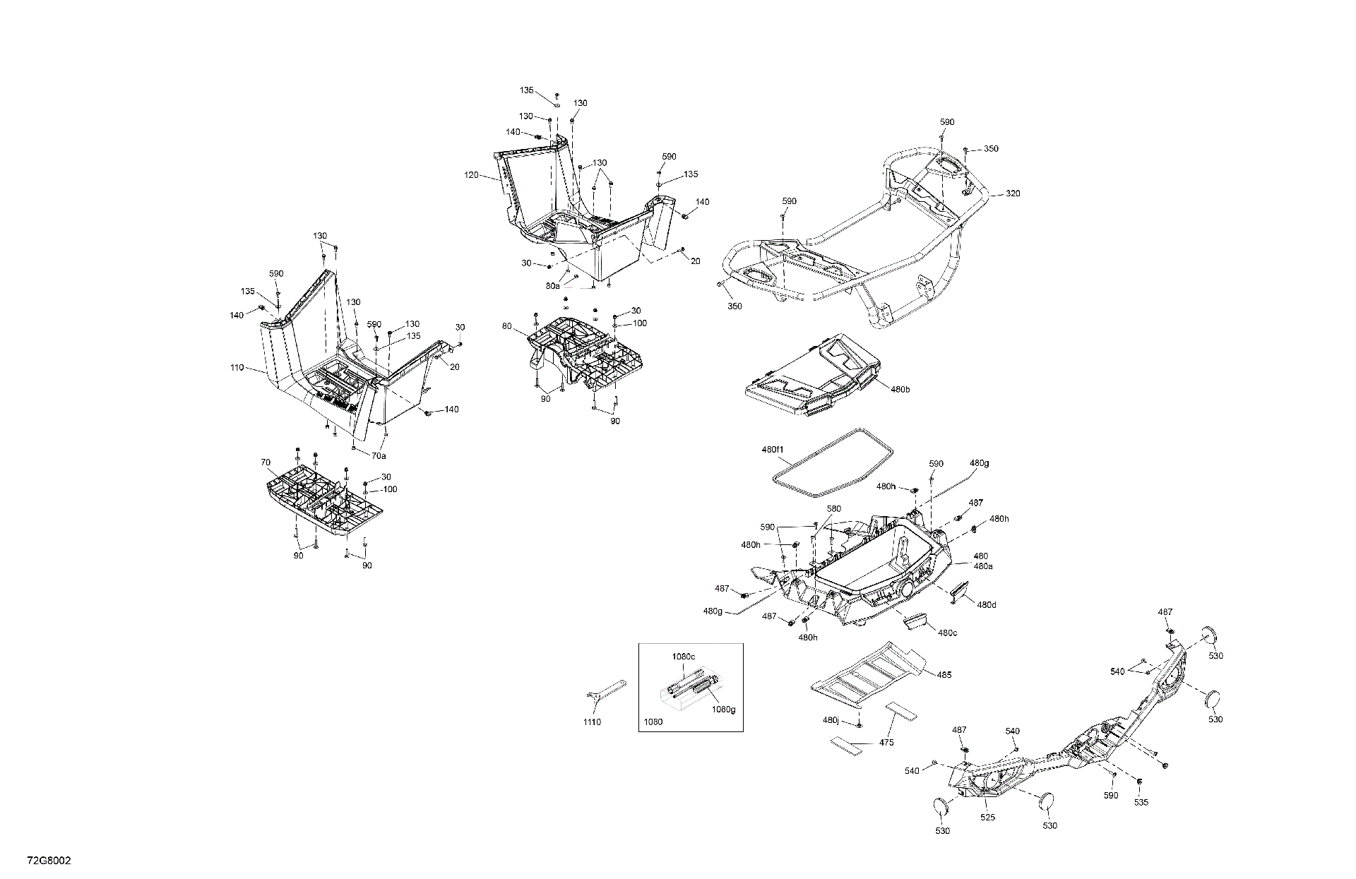 An Image of a Genuine Can-Am Parts Schematic Diagram showing the schematic - BODY - REAR SECTION