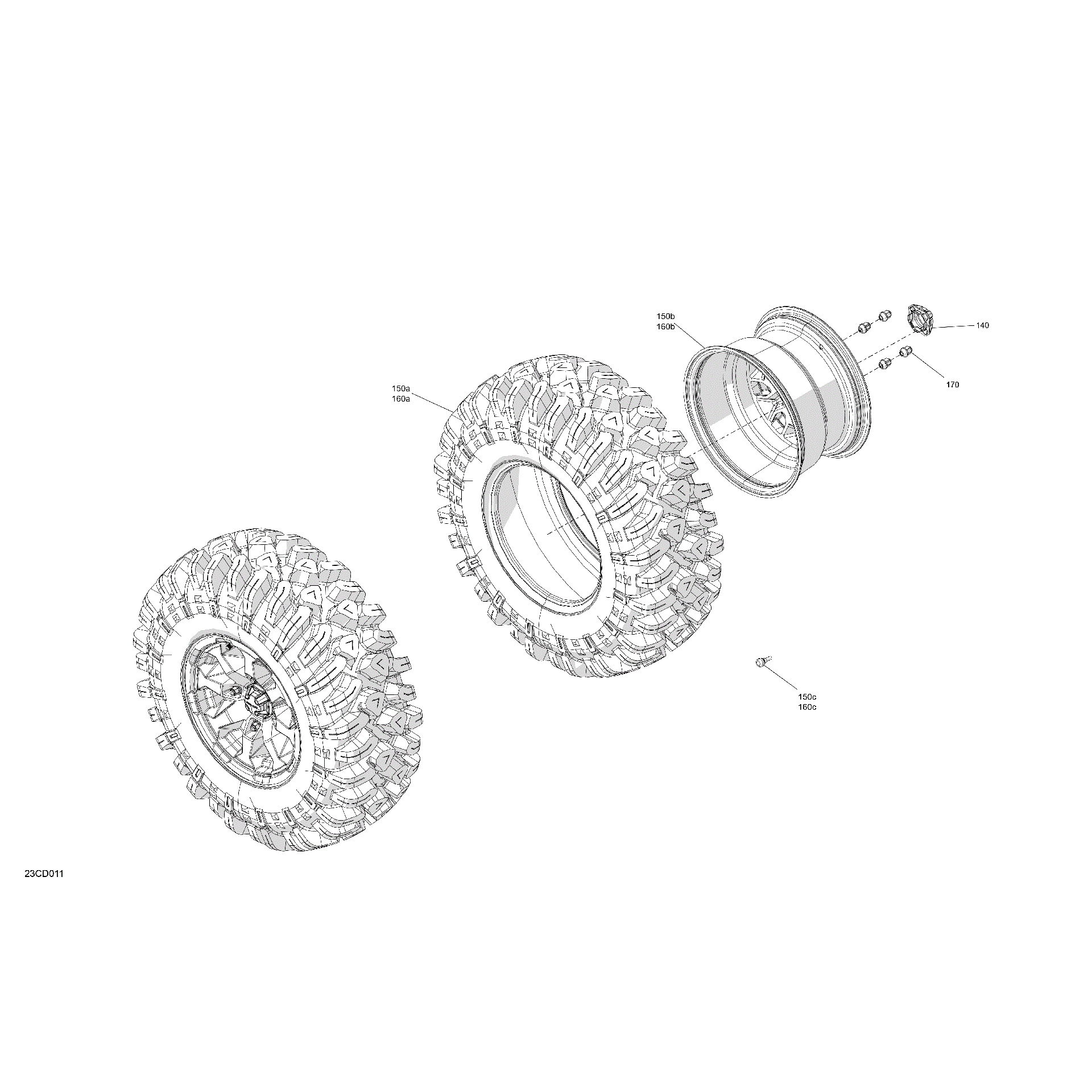 An Image of a Genuine Can-Am Parts Schematic Diagram showing the schematic - DRIVE - REAR WHEELS