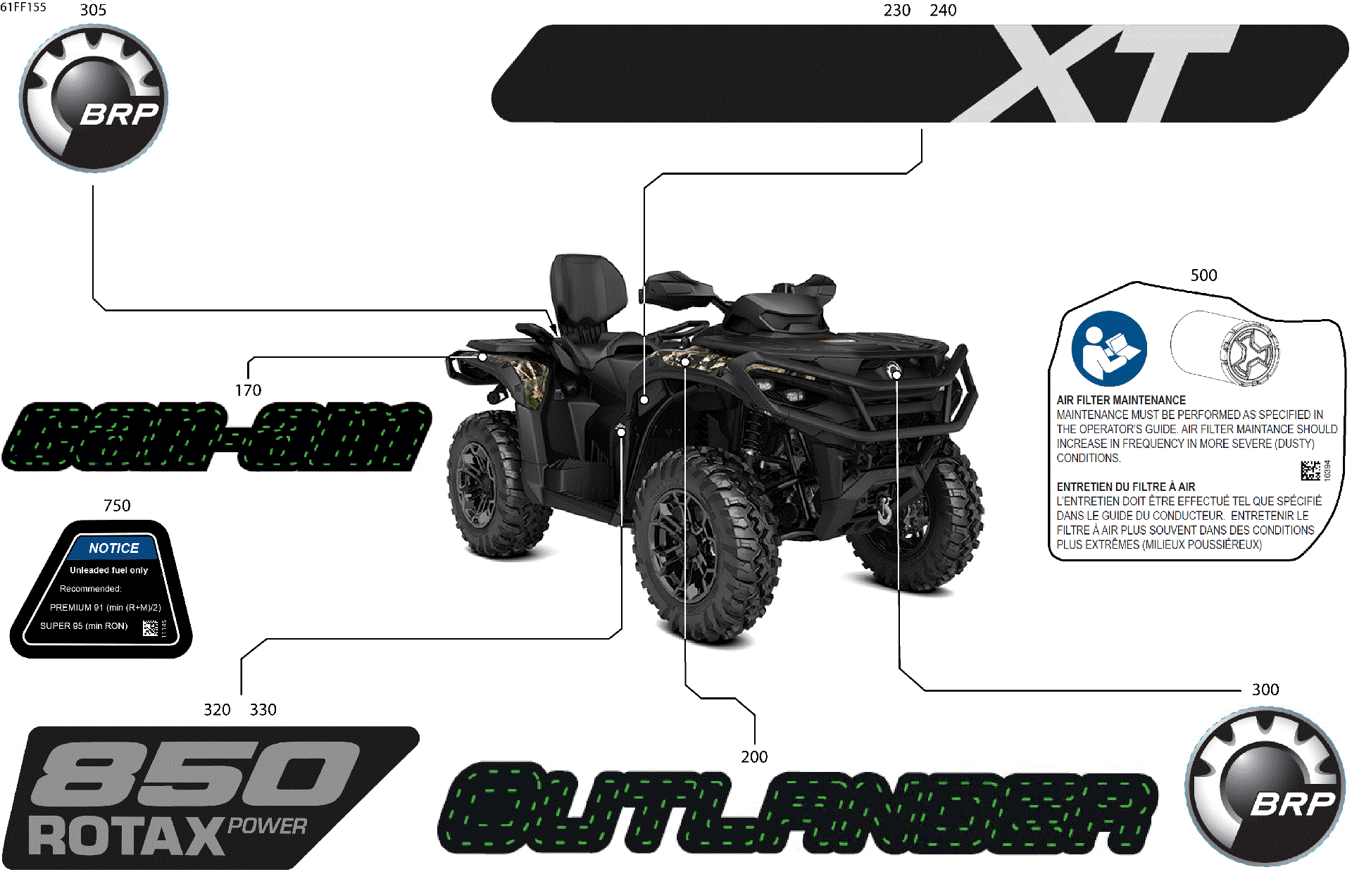 An Image of a Genuine Can-Am Parts Schematic Diagram showing the schematic - BODY - FEATURE DECALS