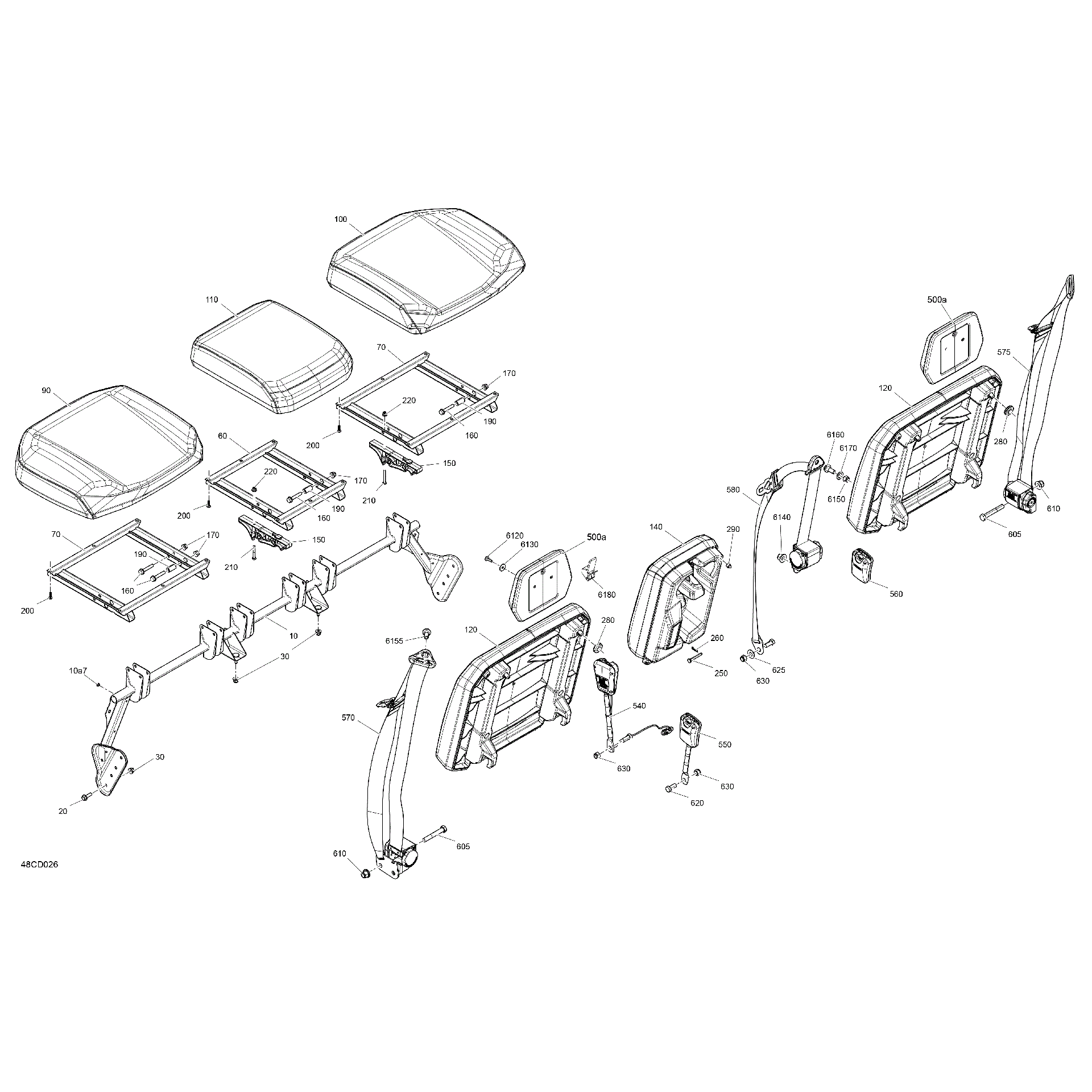 An Image of a Genuine Can-Am Parts Schematic Diagram showing the schematic - BODY - SEAT