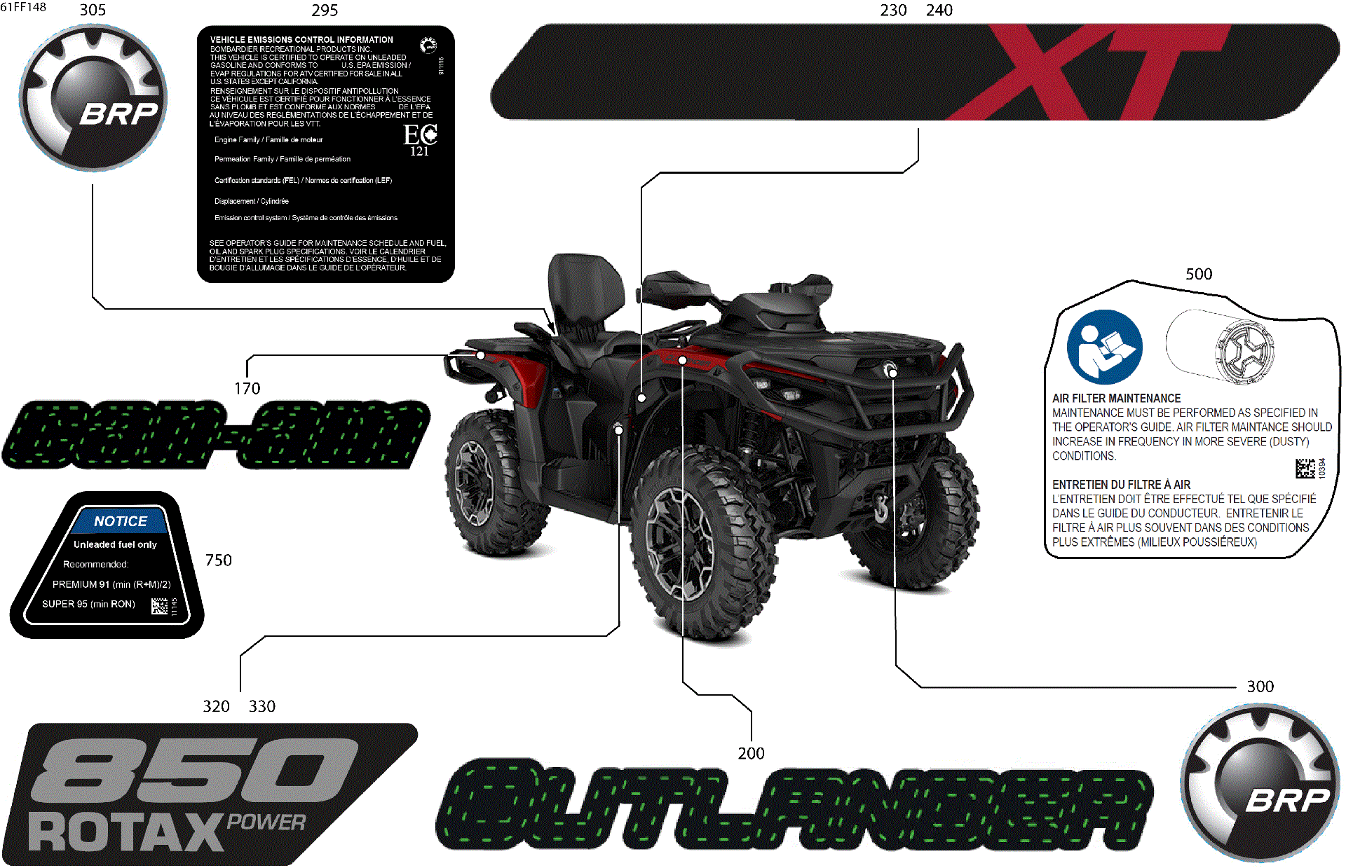 An Image of a Genuine Can-Am Parts Schematic Diagram showing the schematic - BODY - FEATURE DECALS
