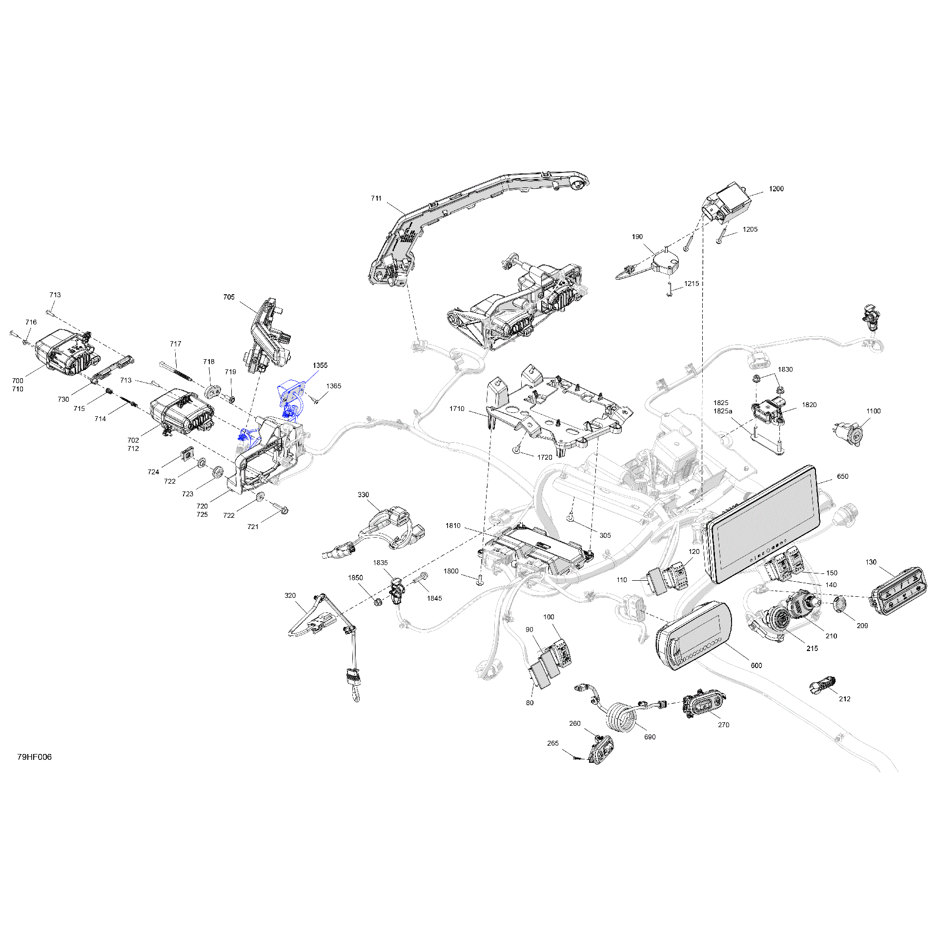 An Image of a Genuine Can-Am Parts Schematic Diagram showing the schematic - ELECTRIC - FRONT SECTION