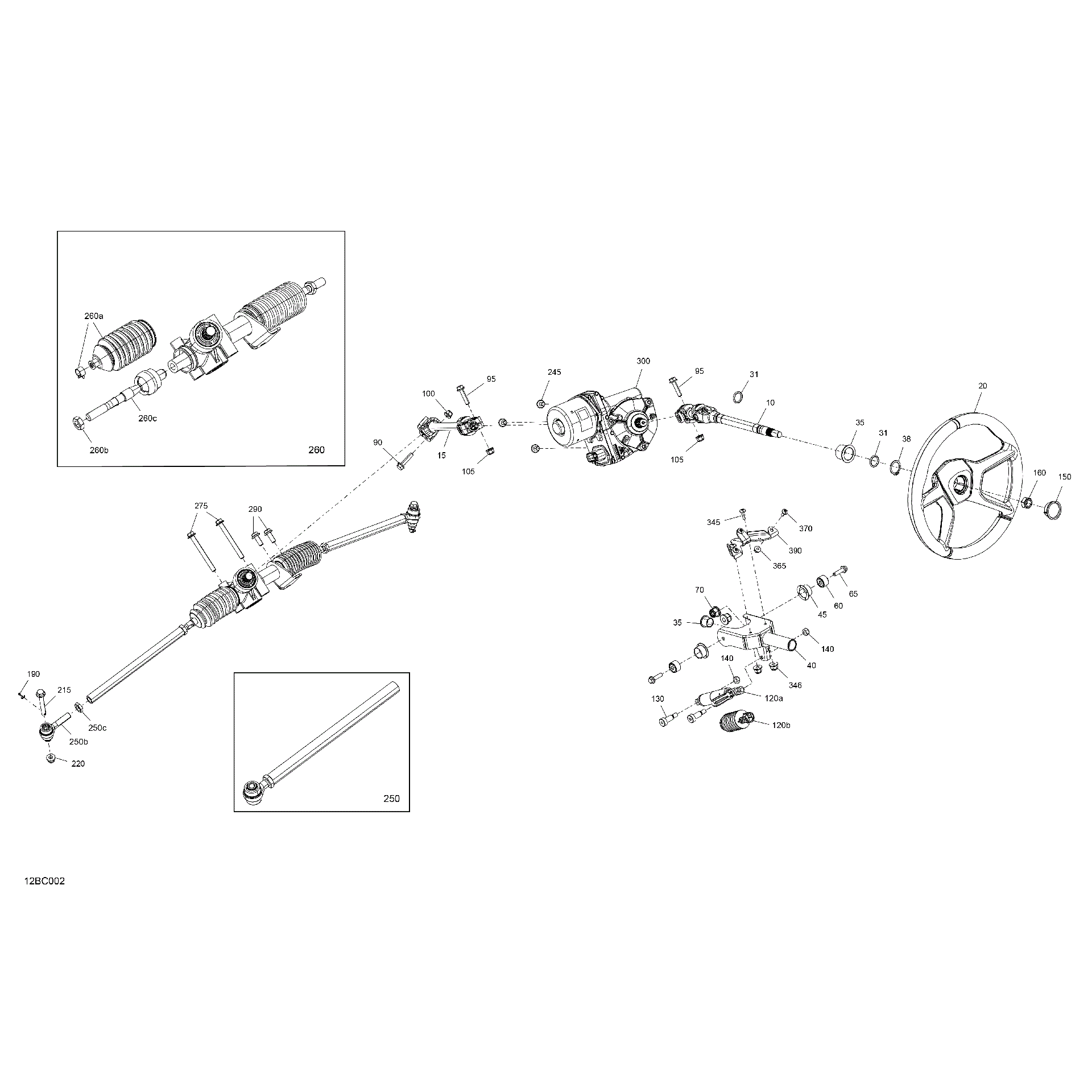 An Image of a Genuine Can-Am Parts Schematic Diagram showing the schematic - MECHANIC - STEERING