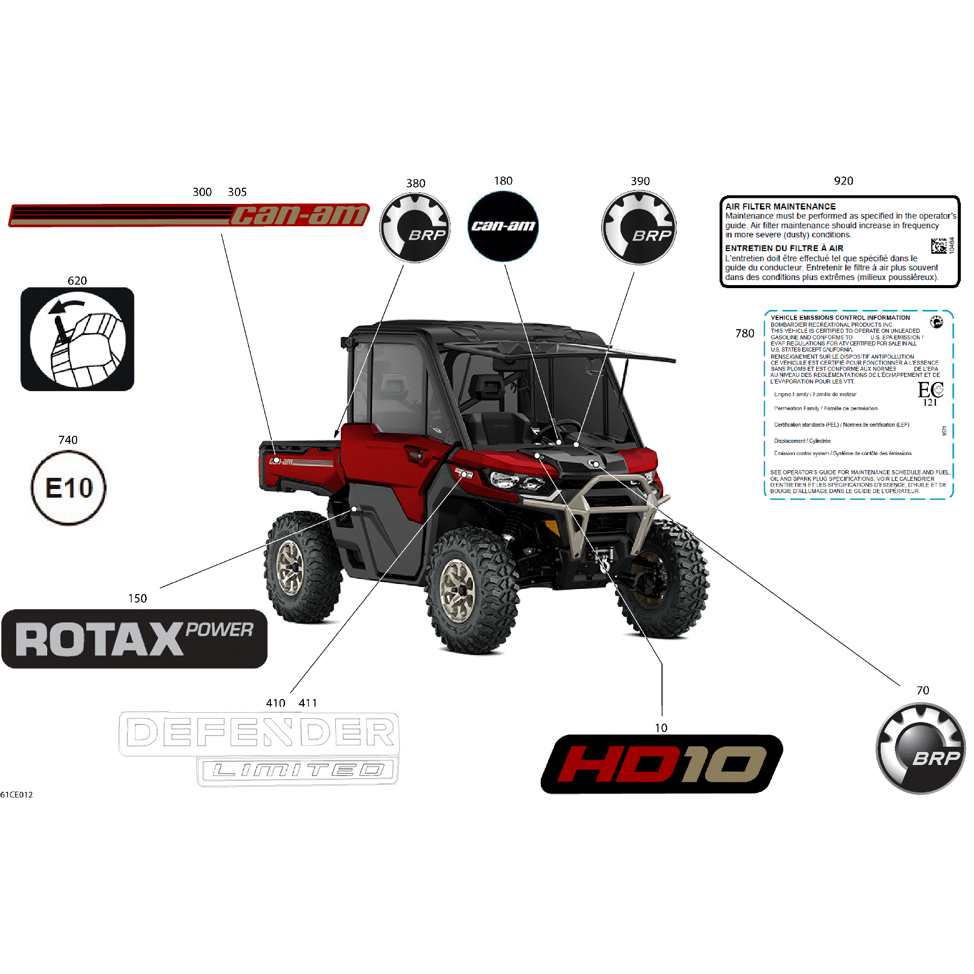 An Image of a Genuine Can-Am Parts Schematic Diagram showing the schematic - BODY - DECALS