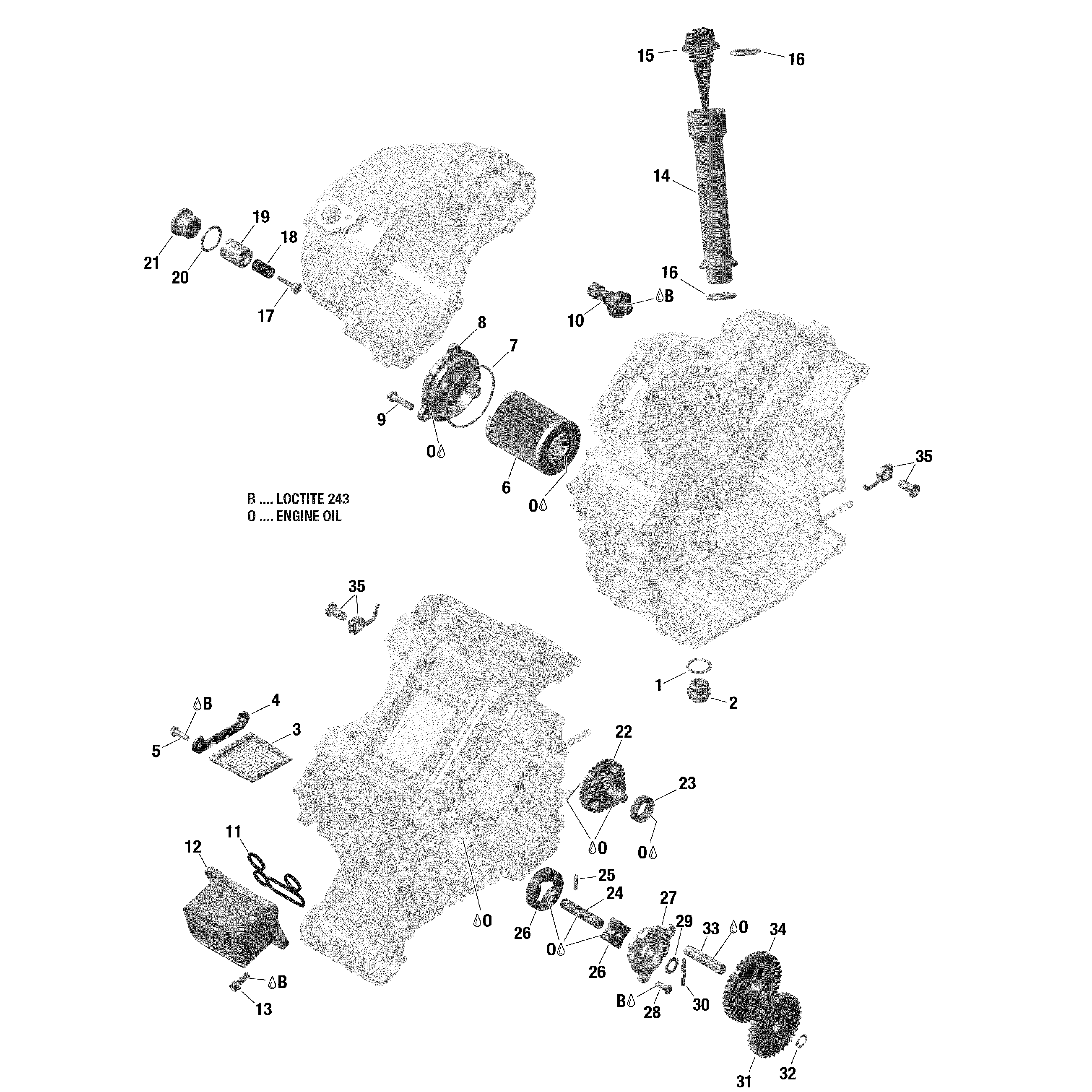 An Image of a Genuine Can-Am Parts Schematic Diagram showing the schematic - ENGINE LUBRICATION - 1010R