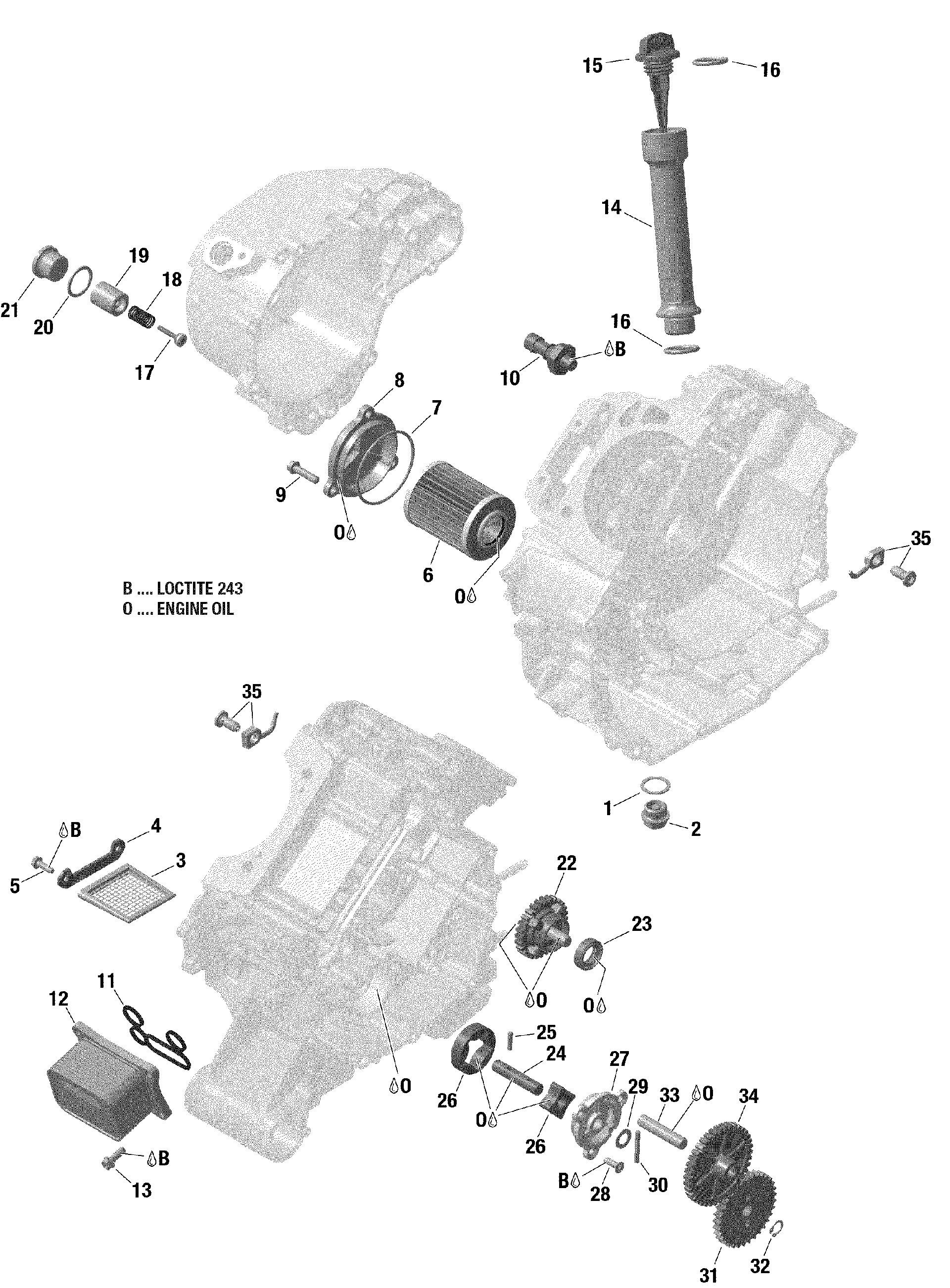 An Image of a Genuine Can-Am Parts Schematic Diagram showing the schematic - ENGINE LUBRICATION - 1010R