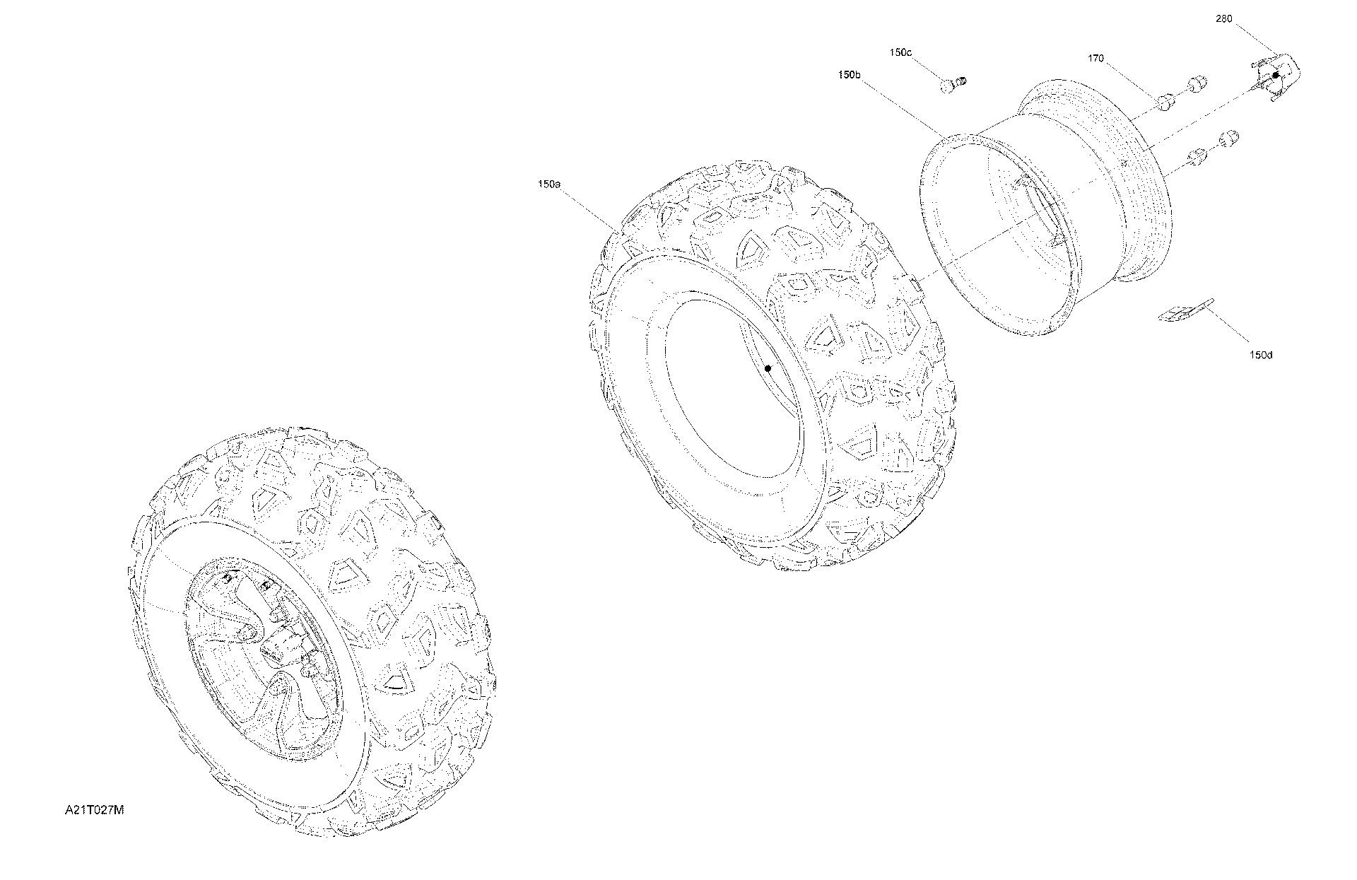 An Image of a Genuine Can-Am Parts Schematic Diagram showing the schematic - DRIVE - REAR SECTION - WHEELS - XT
