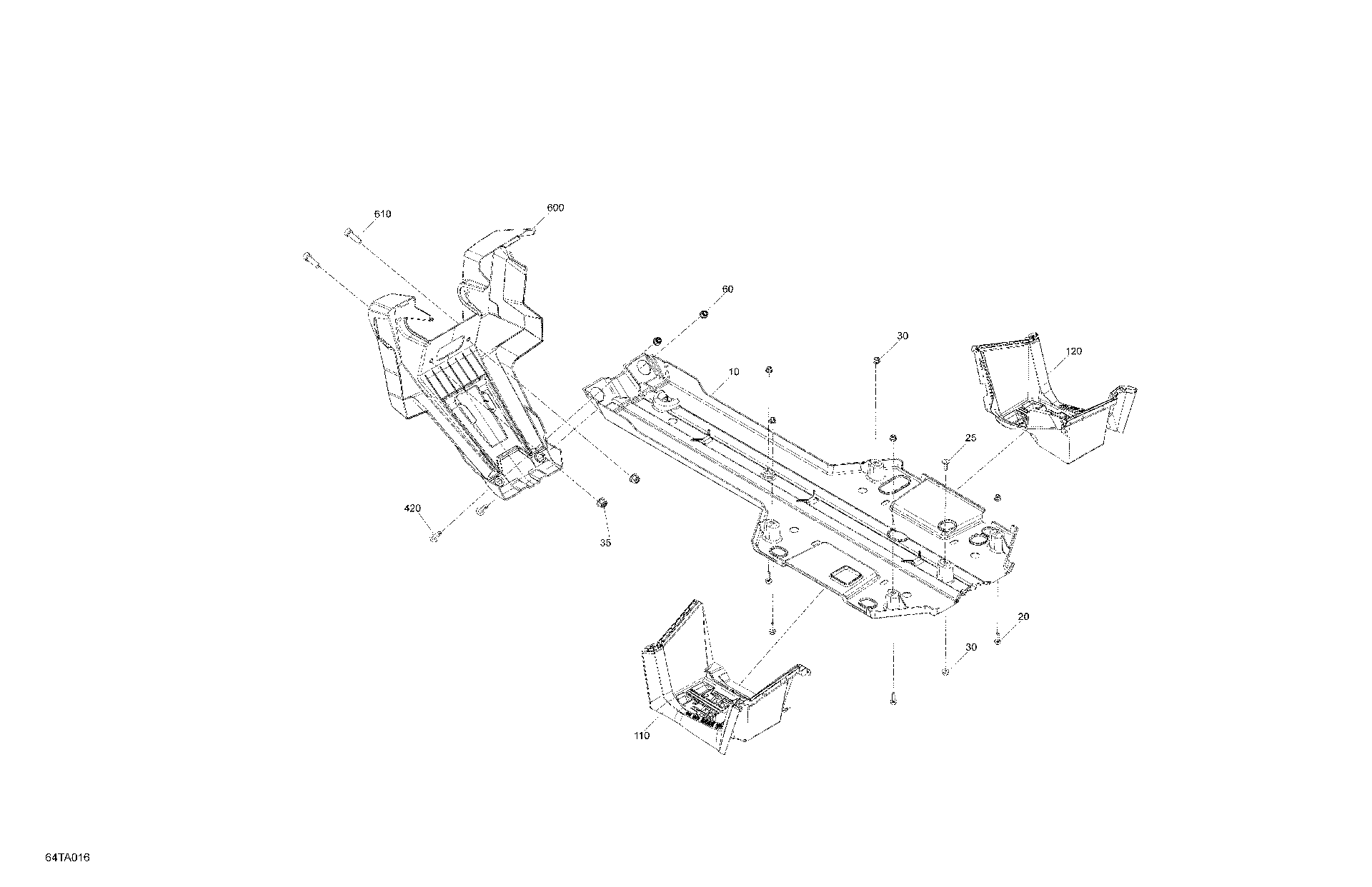 An Image of a Genuine Can-Am Parts Schematic Diagram showing the schematic - BODY - SKID PLATE