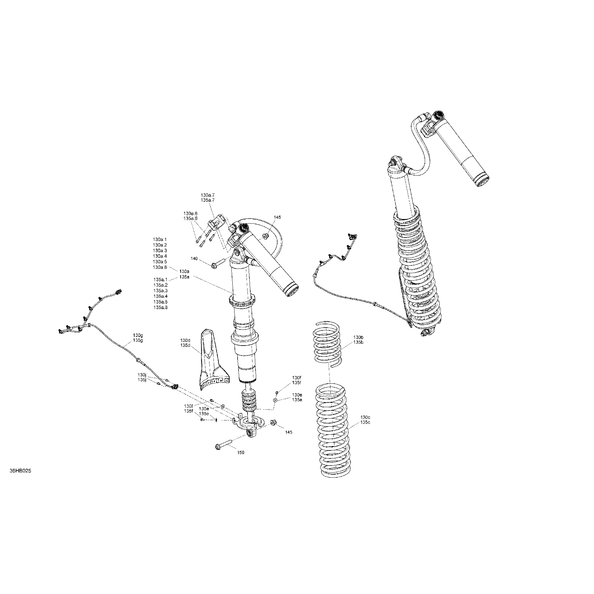 An Image of a Genuine Can-Am Parts Schematic Diagram showing the schematic - SUSPENSION - REAR SHOCKS - WITH SMART-SHOX