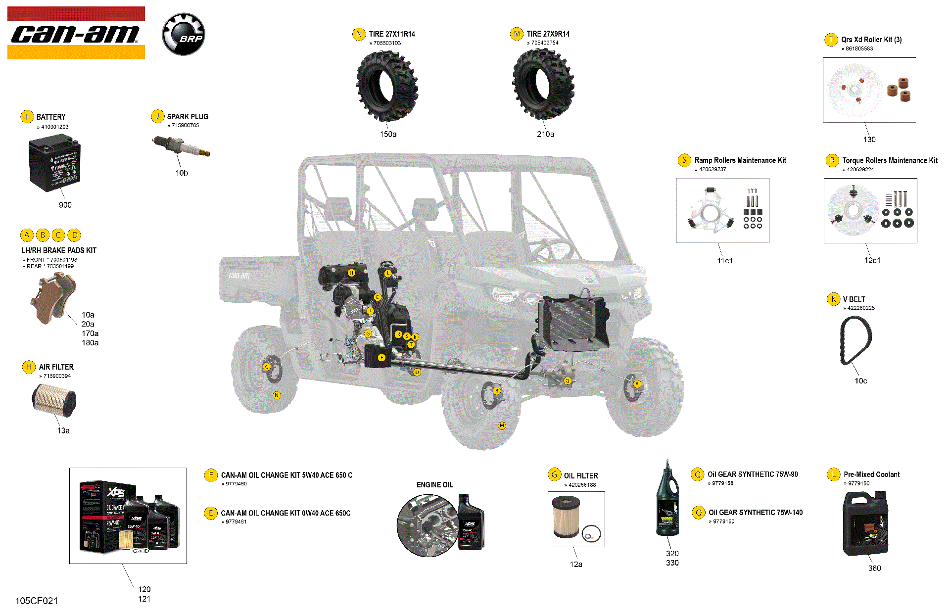 An Image of a Genuine Can-Am Parts Schematic Diagram showing the schematic - SERVICE - MAINTENANCE PARTS & FLUIDS