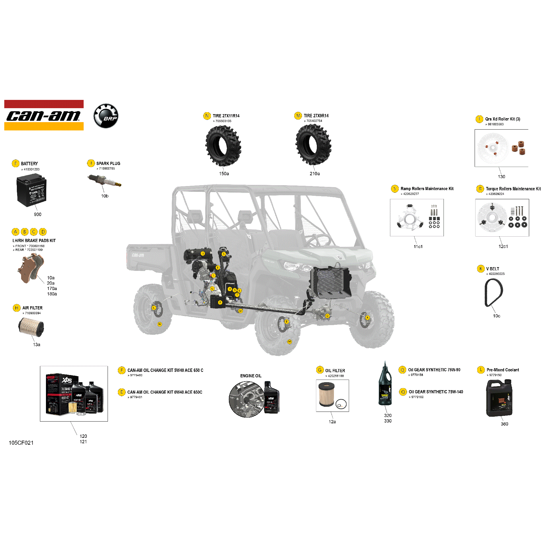 An Image of a Genuine Can-Am Parts Schematic Diagram showing the schematic - SERVICE - MAINTENANCE PARTS & FLUIDS