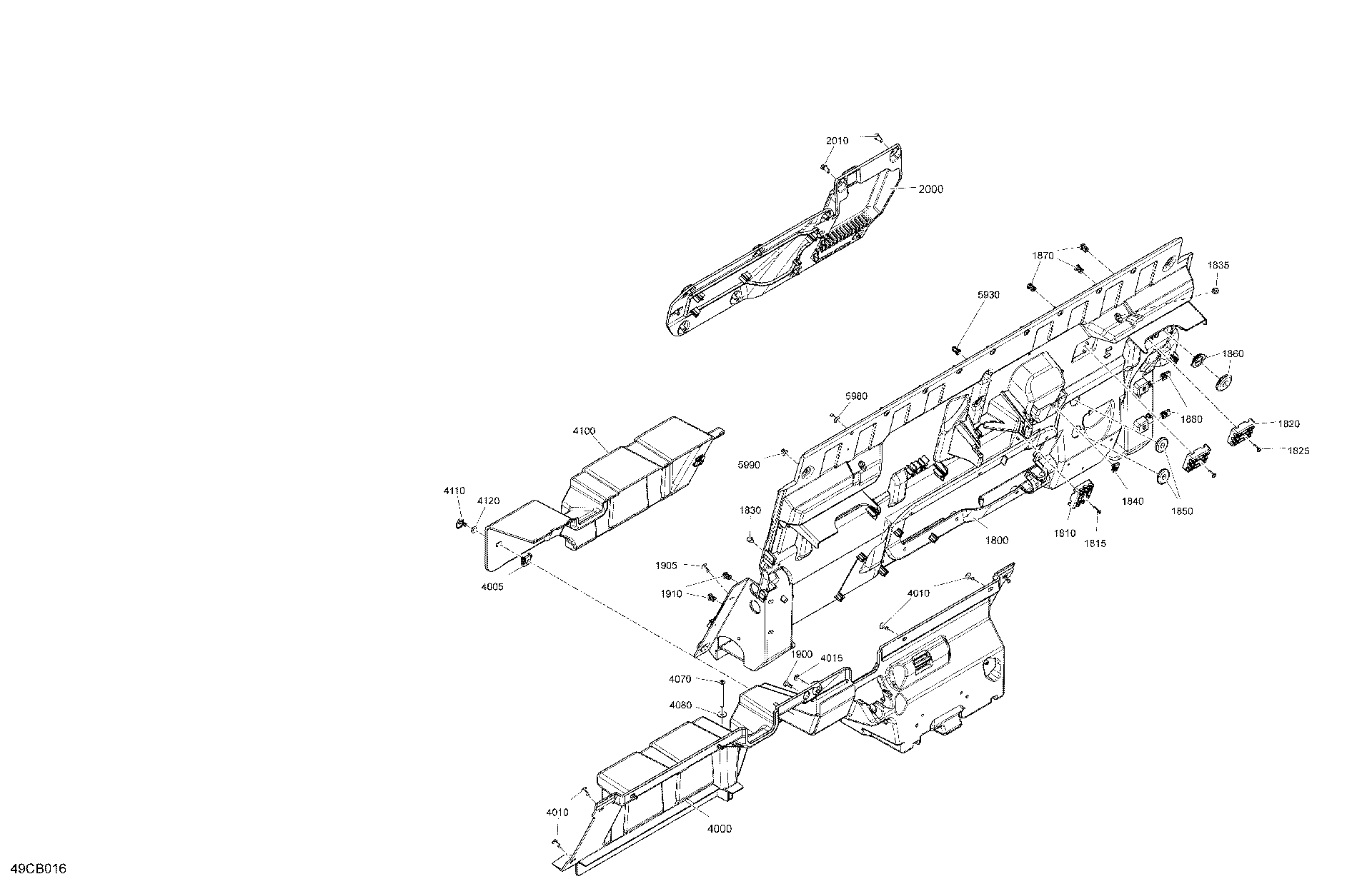 An Image of a Genuine Can-Am Parts Schematic Diagram showing the schematic - CAB INTERIOR - BACK WALL