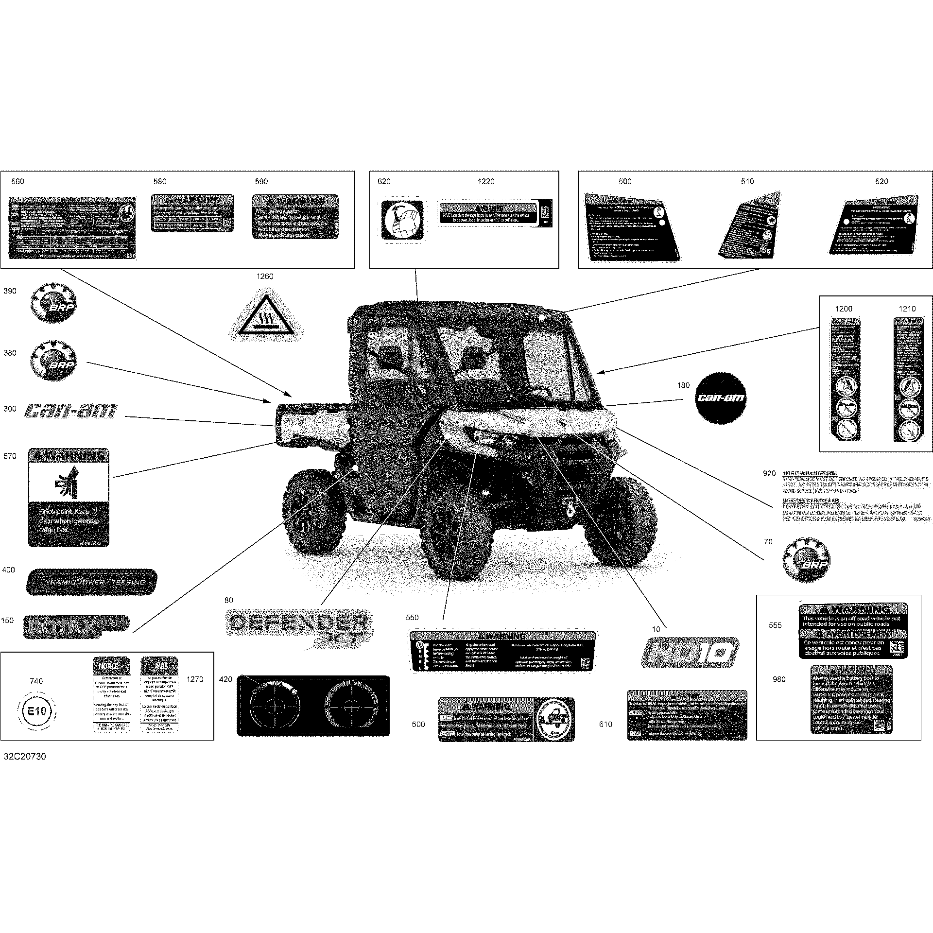 An Image of a Genuine Can-Am Parts Schematic Diagram showing the schematic - DECALS - CAB