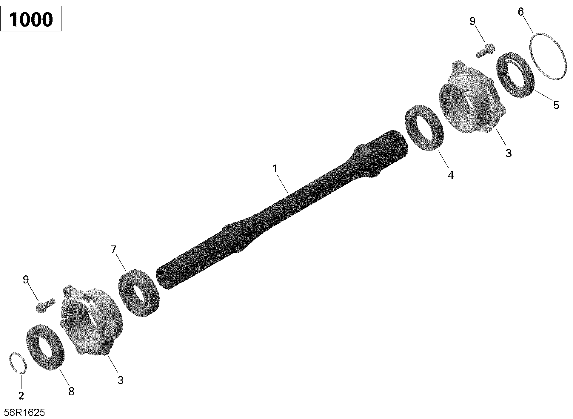 An Image of a Genuine Can-Am Parts Schematic Diagram showing the schematic - DRIVE SHAFT - 1000R EFI