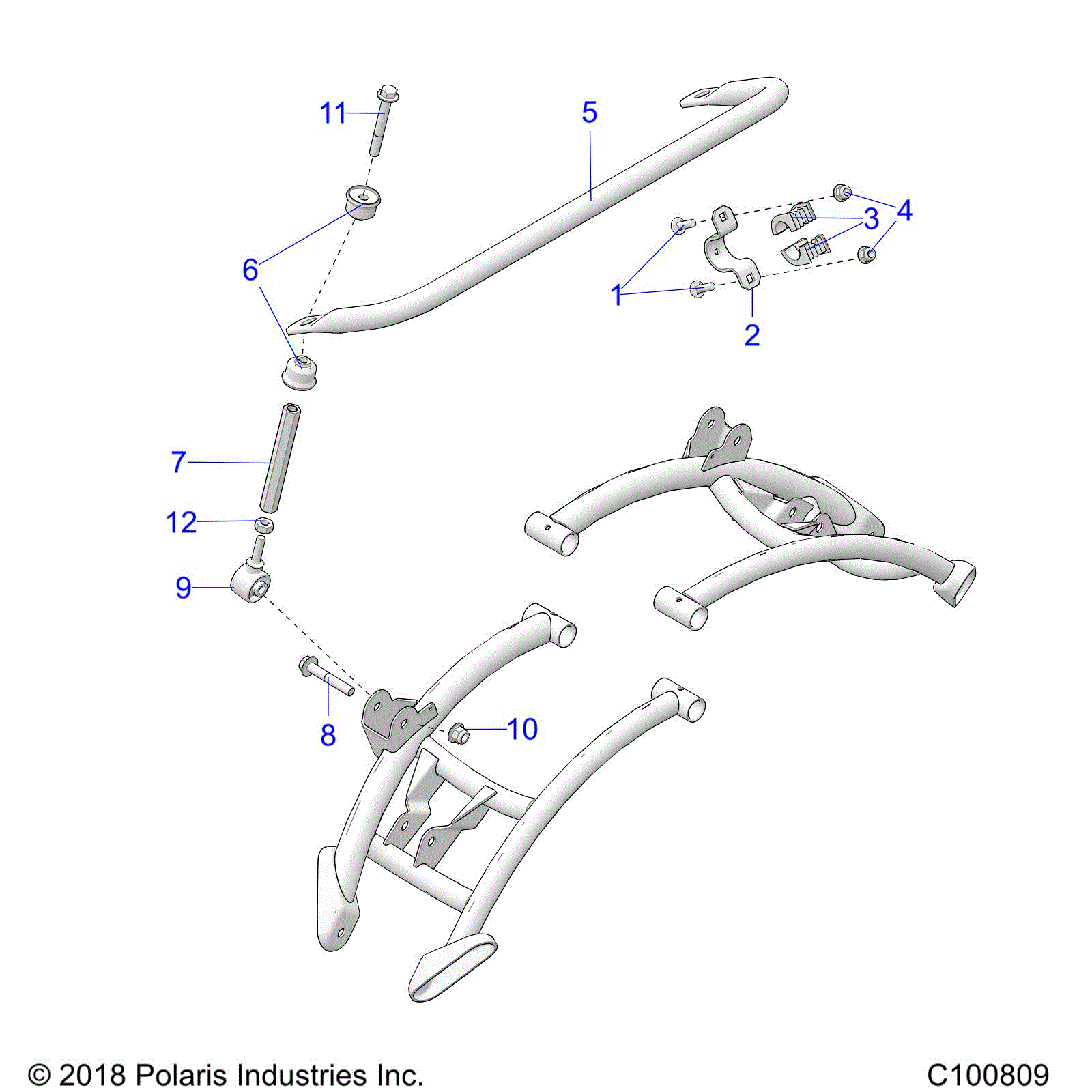 An Image of a Genuine Polaris Parts Schematic Diagram showing the schematic - SUSPENSION: STABILIZER BAR - 2019 POLARIS SPORTSMAN 850 SP 48