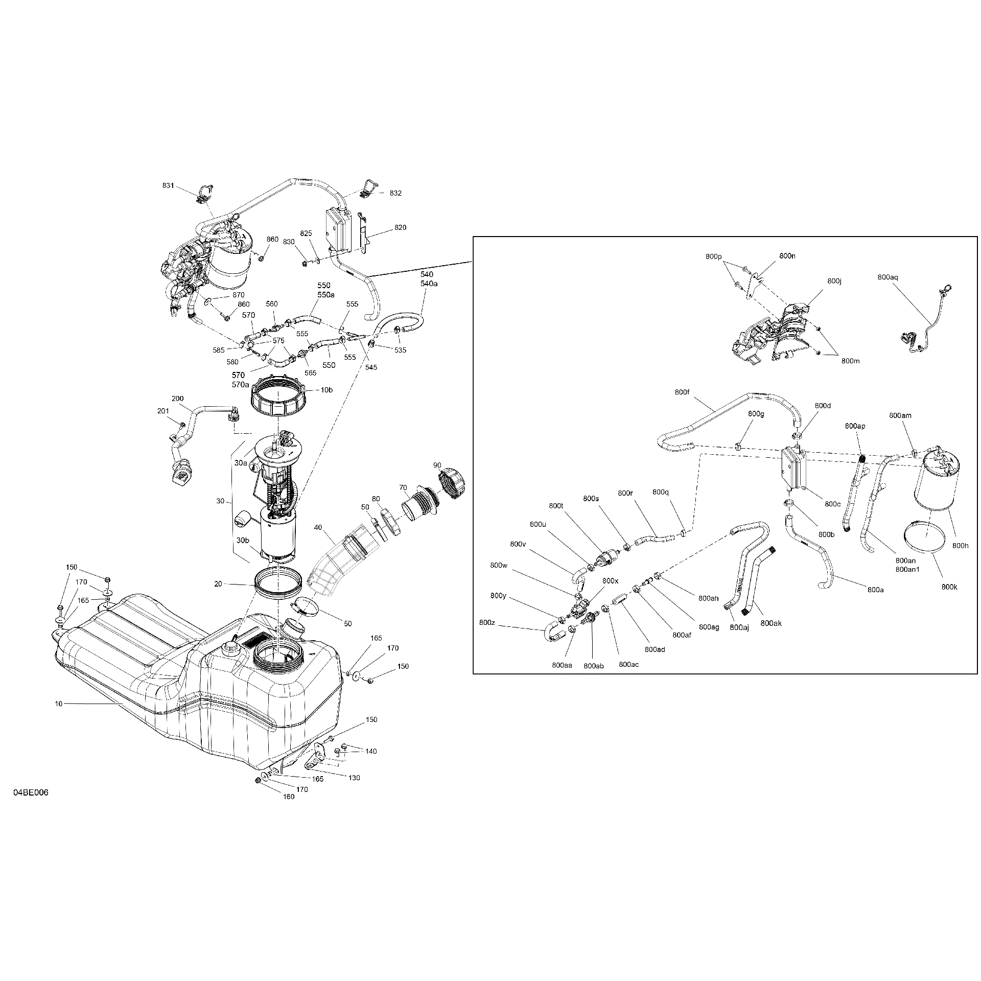 An Image of a Genuine Can-Am Parts Schematic Diagram showing the schematic - ENGINE - FUEL