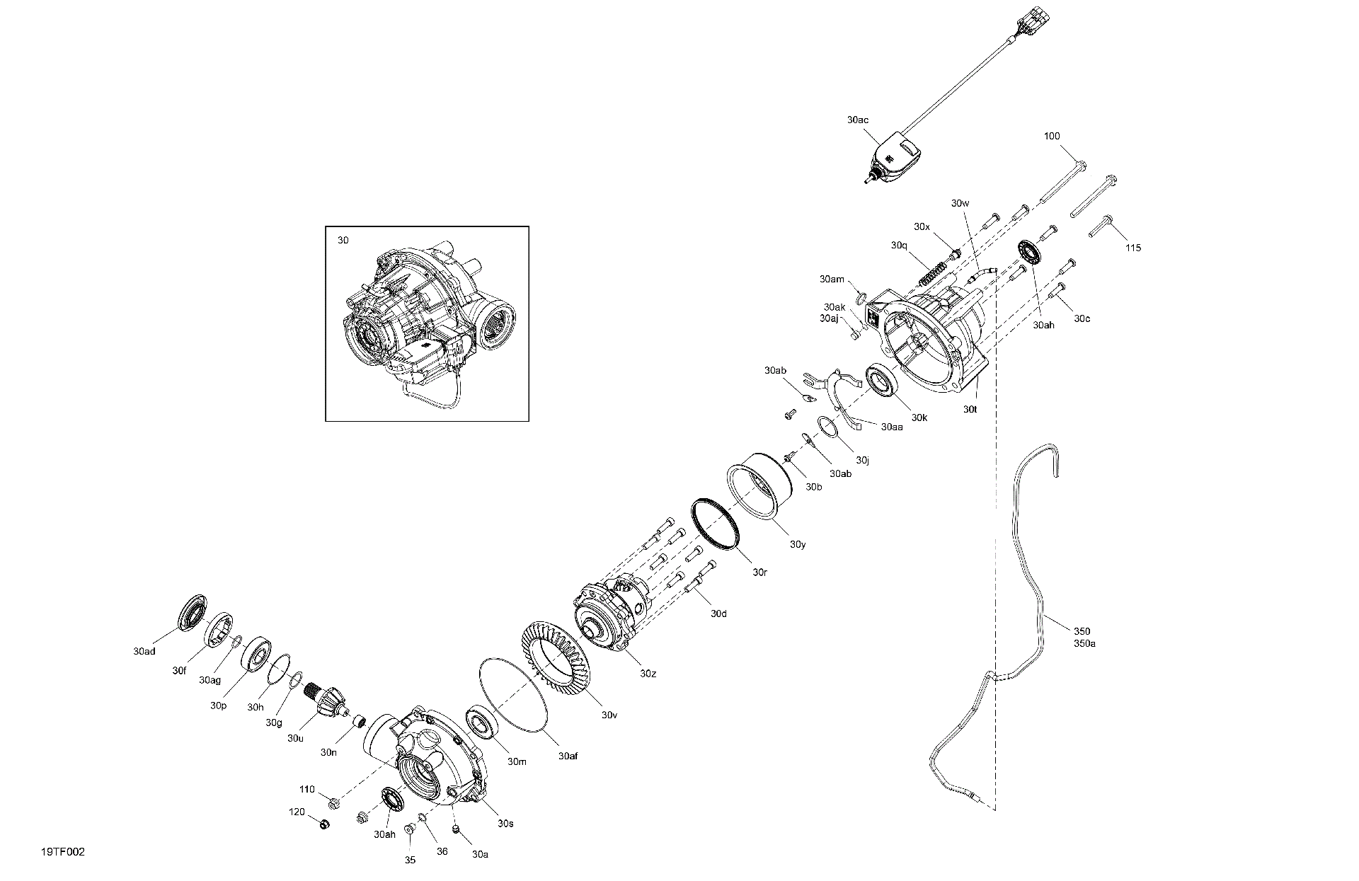 An Image of a Genuine Can-Am Parts Schematic Diagram showing the schematic - DRIVE - FRONT - DIFFERENTIAL PARTS