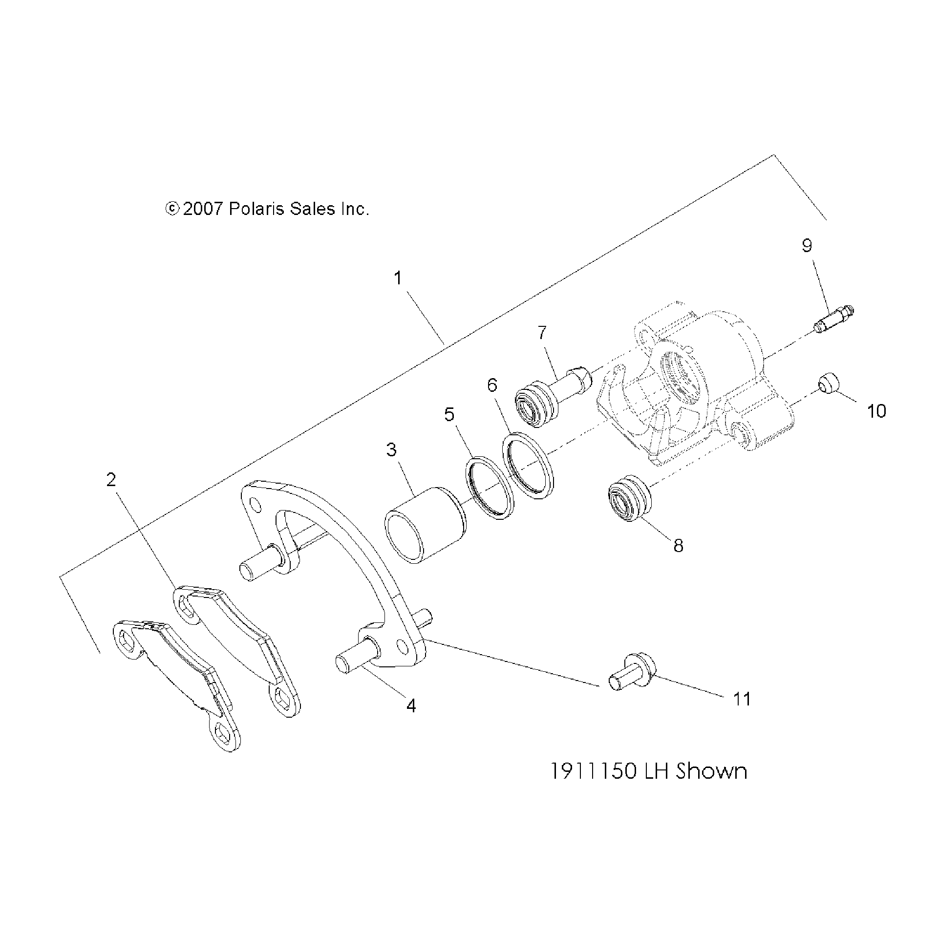 An Image of a Genuine Polaris Parts Schematic Diagram showing the schematic - BRAKES: FRONT CALIPER - 2018 POLARIS SCRAMBLER 850