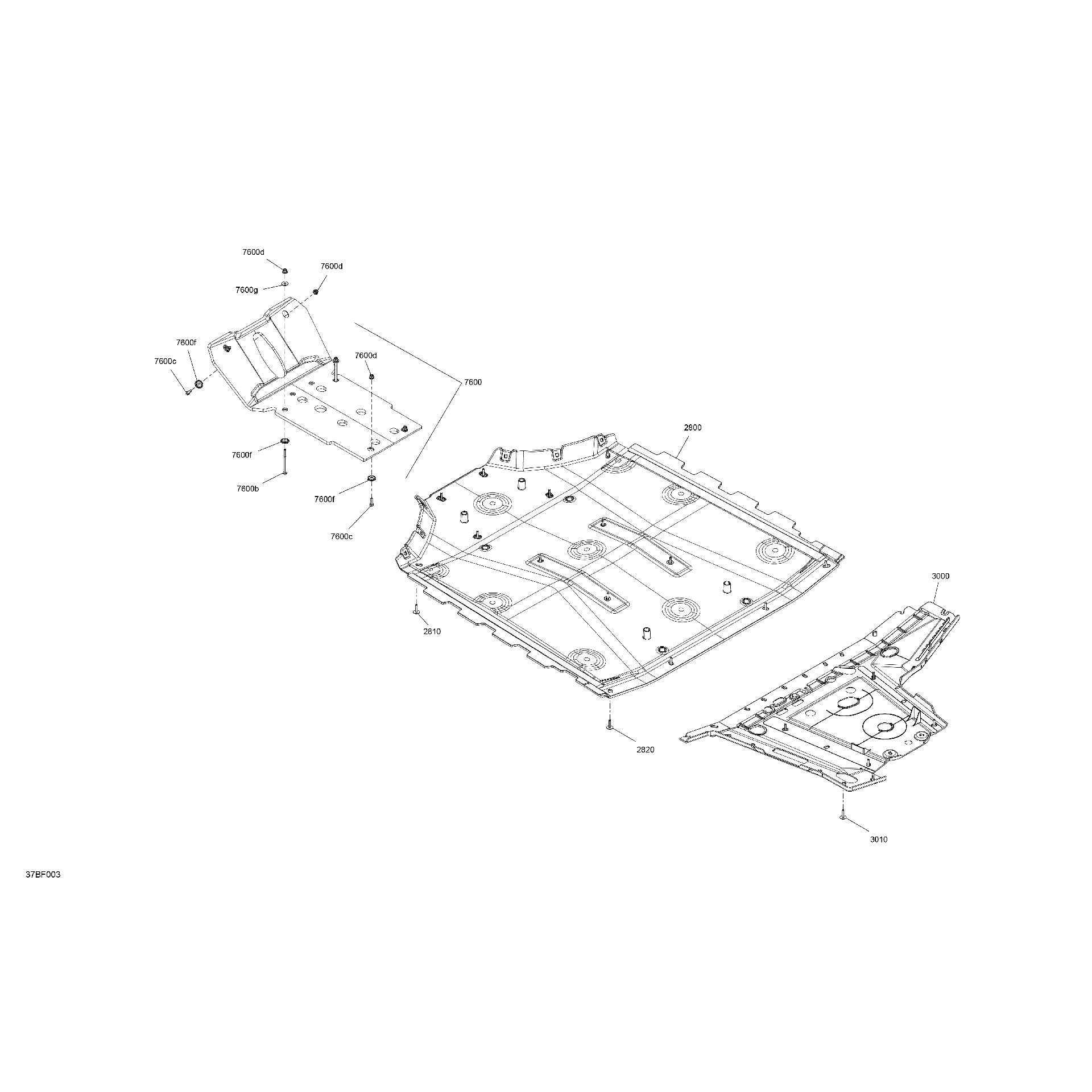An Image of a Genuine Can-Am Parts Schematic Diagram showing the schematic - BODY - SKID PLATE