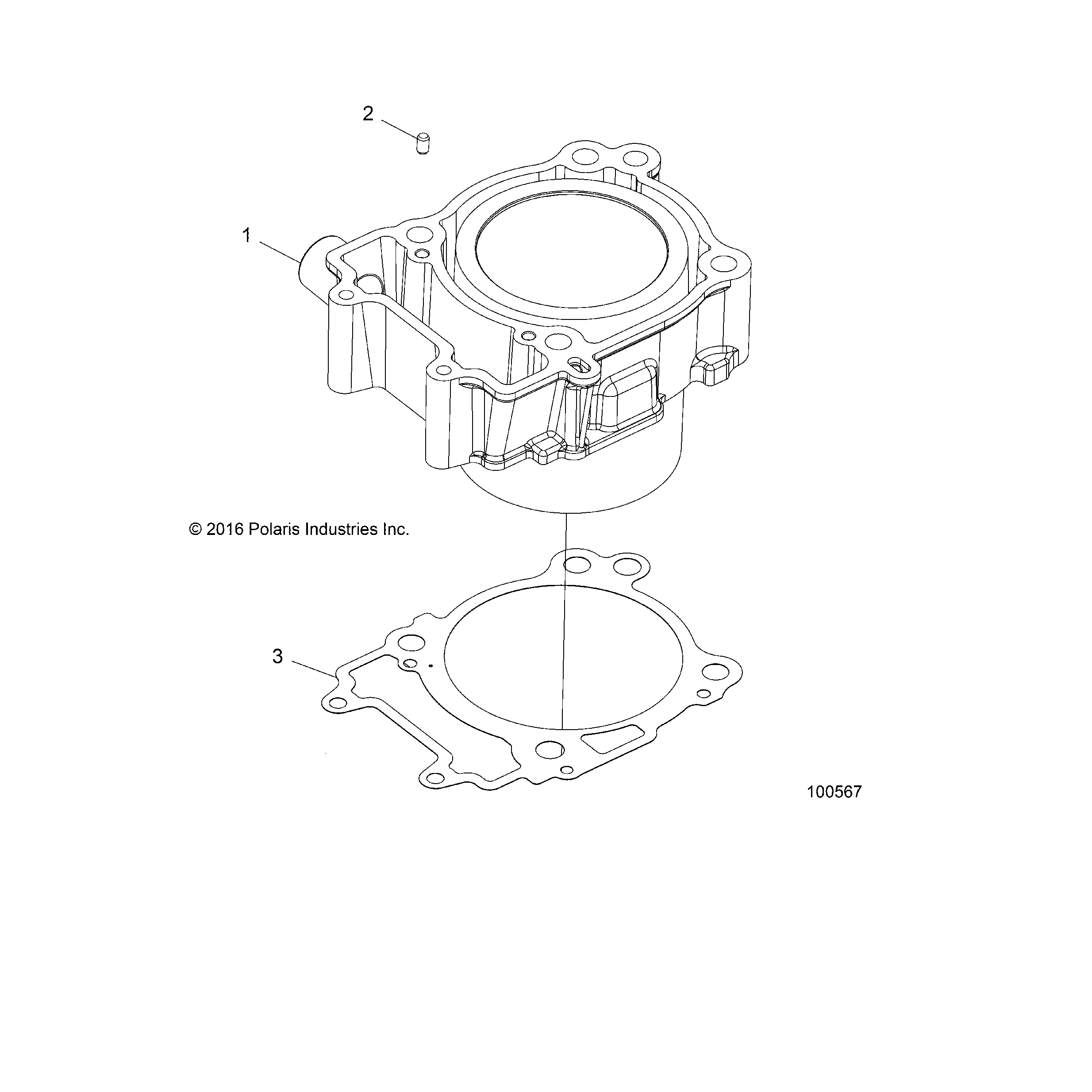 An Image of a Genuine Polaris Parts Schematic Diagram showing the schematic - ENGINE: CYLINDER - 2017 POLARIS SPORTSMAN 450 HO