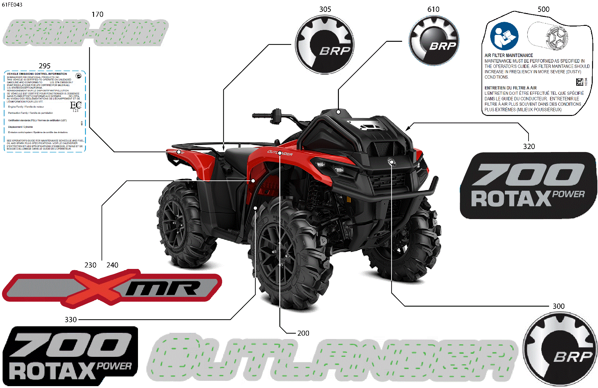 An Image of a Genuine Can-Am Parts Schematic Diagram showing the schematic - BODY - FEATURE DECALS