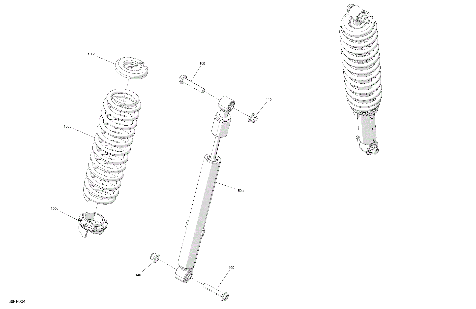 An Image of a Genuine Can-Am Parts Schematic Diagram showing the schematic - SUSPENSION - REAR SHOCKS