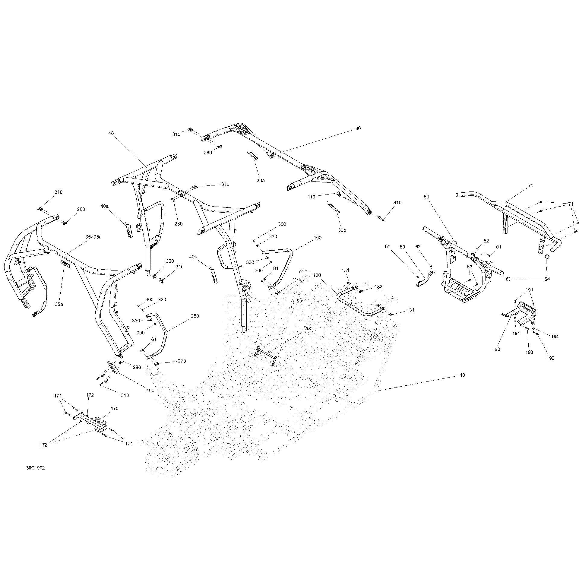 An Image of a Genuine Can-Am Parts Schematic Diagram showing the schematic - FRAME