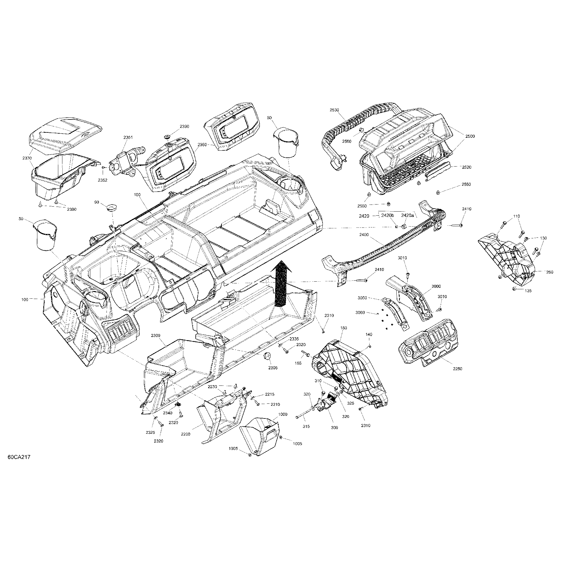 An Image of a Genuine Can-Am Parts Schematic Diagram showing the schematic - CAB INTERIOR - DASHBOARD