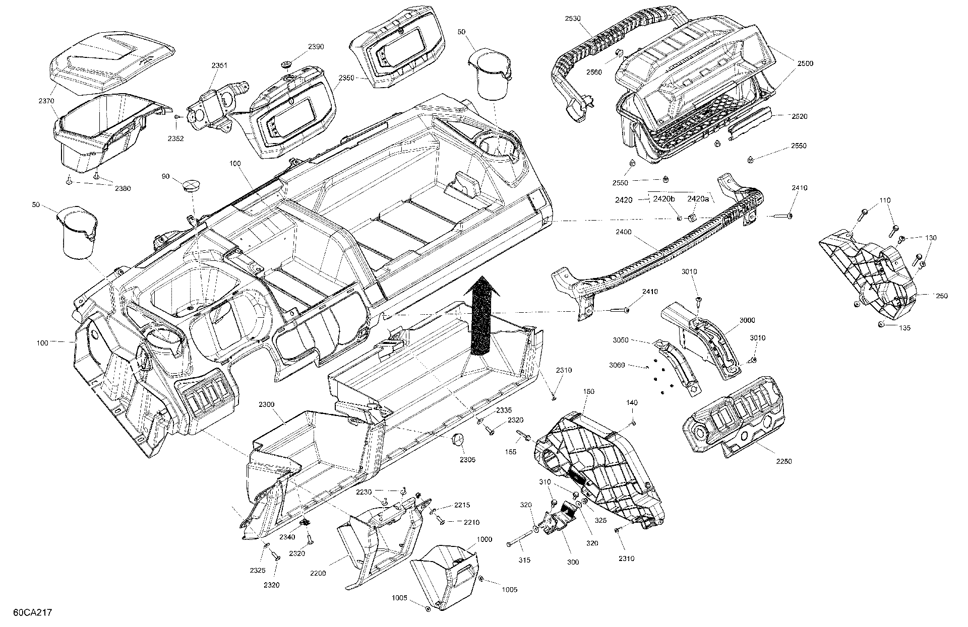 An Image of a Genuine Can-Am Parts Schematic Diagram showing the schematic - CAB INTERIOR - DASHBOARD