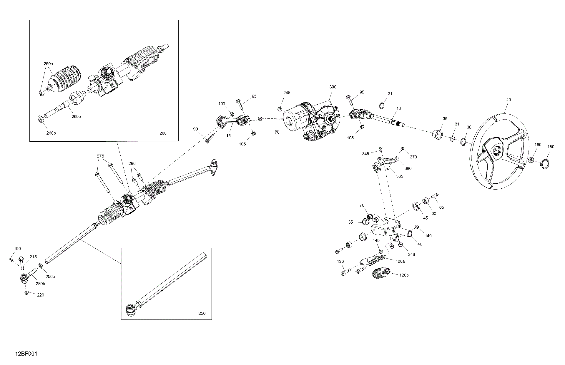 An Image of a Genuine Can-Am Parts Schematic Diagram showing the schematic - MECHANIC - STEERING