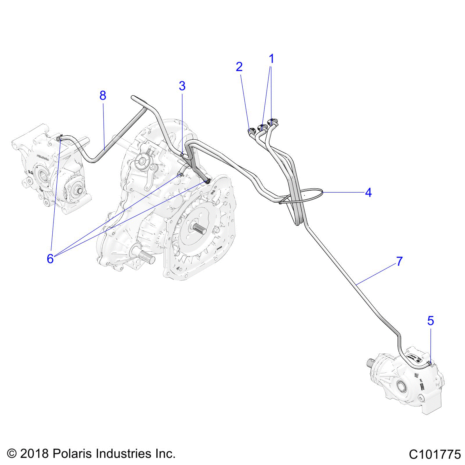 An Image of a Genuine Polaris Parts Schematic Diagram showing the schematic - DRIVE TRAIN: DRIVE SYSTEM VENTING - 2020 POLARIS SPORTSMAN XP 1000 S 55"