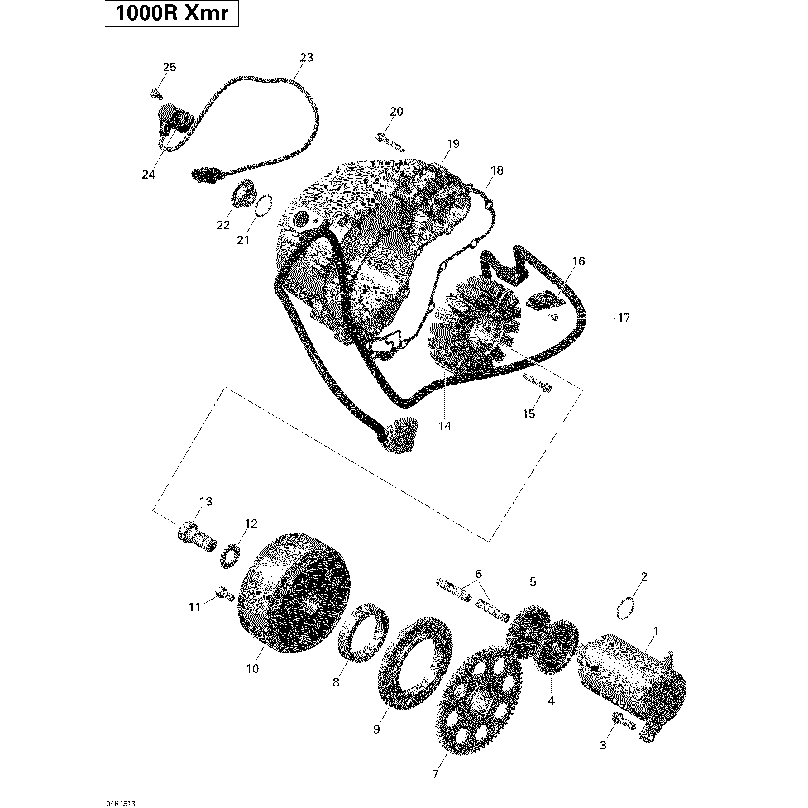 An Image of a Genuine Can-Am Parts Schematic Diagram showing the schematic - MAGNETO AND ELECTRIC STARTER _04R1513