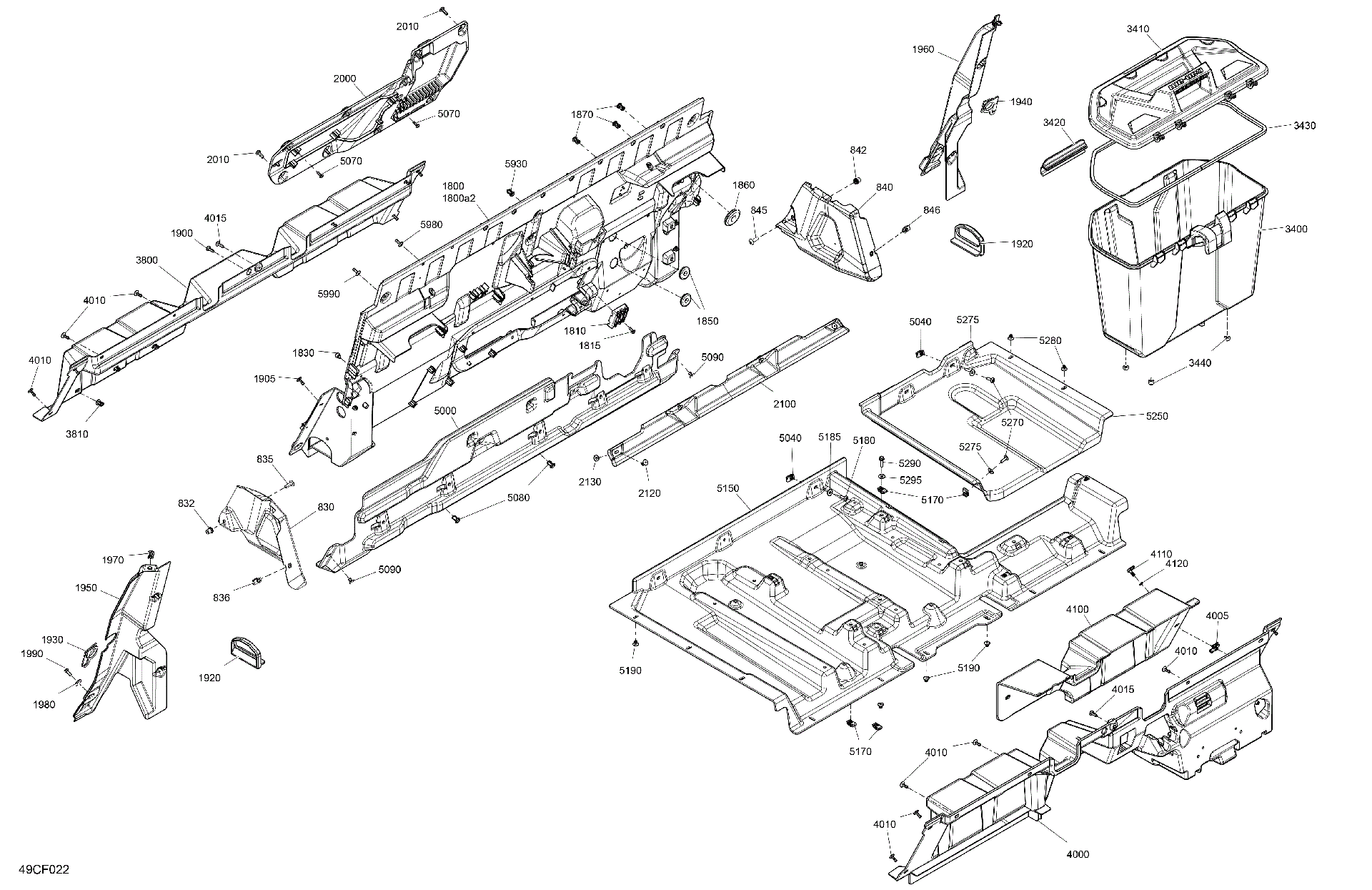 An Image of a Genuine Can-Am Parts Schematic Diagram showing the schematic - CAB INTERIOR - BACK WALL