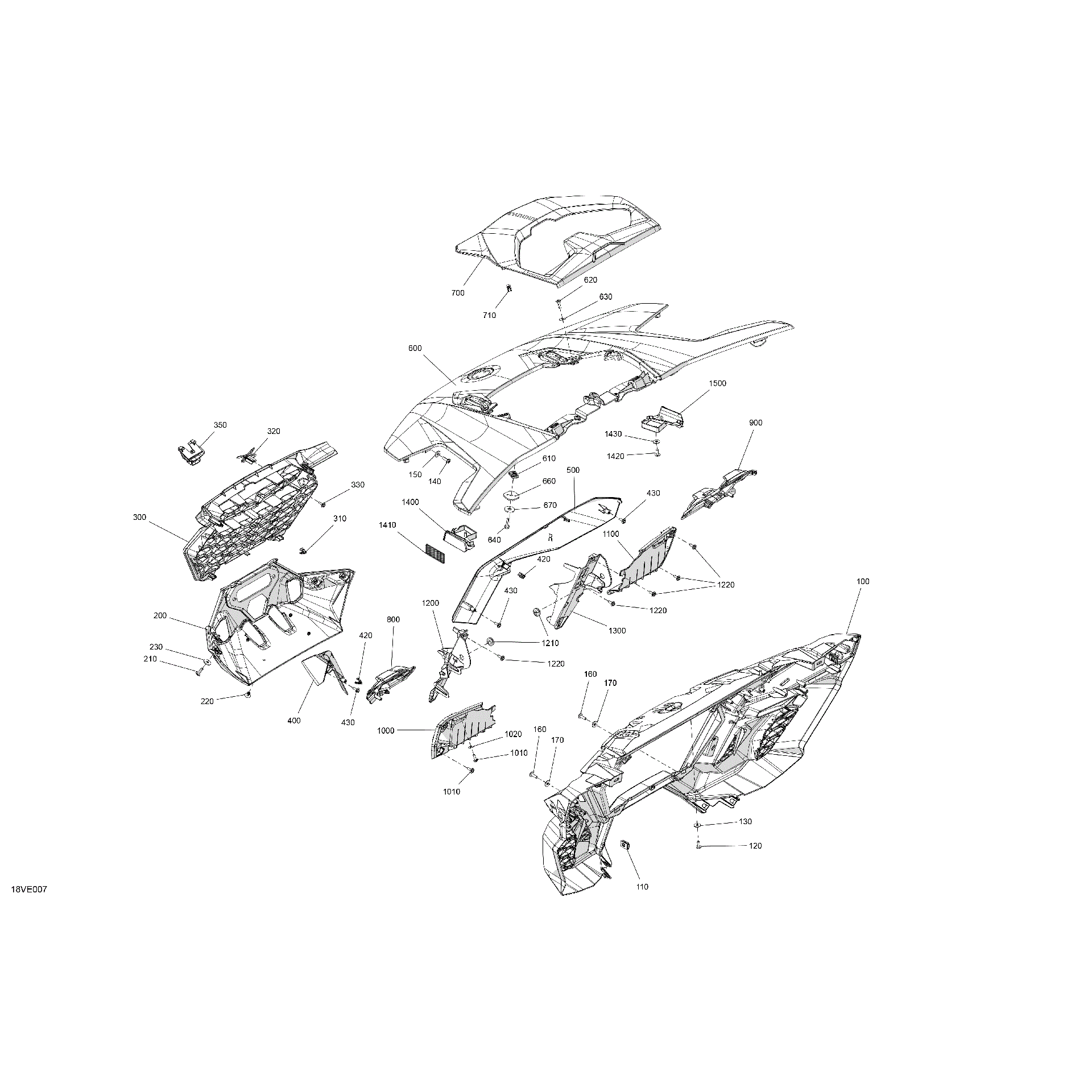 An Image of a Genuine Can-Am Parts Schematic Diagram showing the schematic - BODY - HOOD