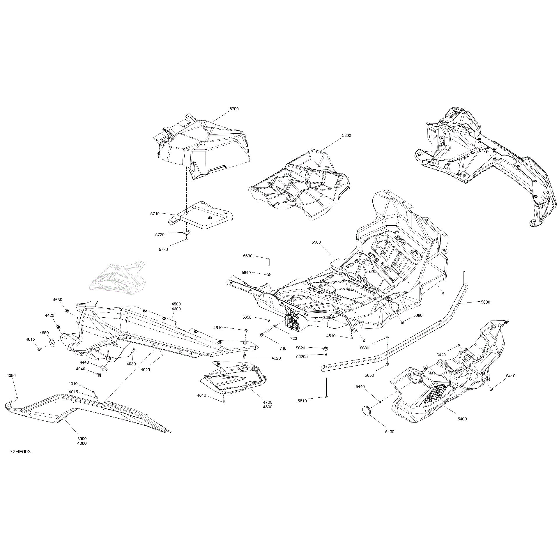 An Image of a Genuine Can-Am Parts Schematic Diagram showing the schematic - BODY - REAR SECTION