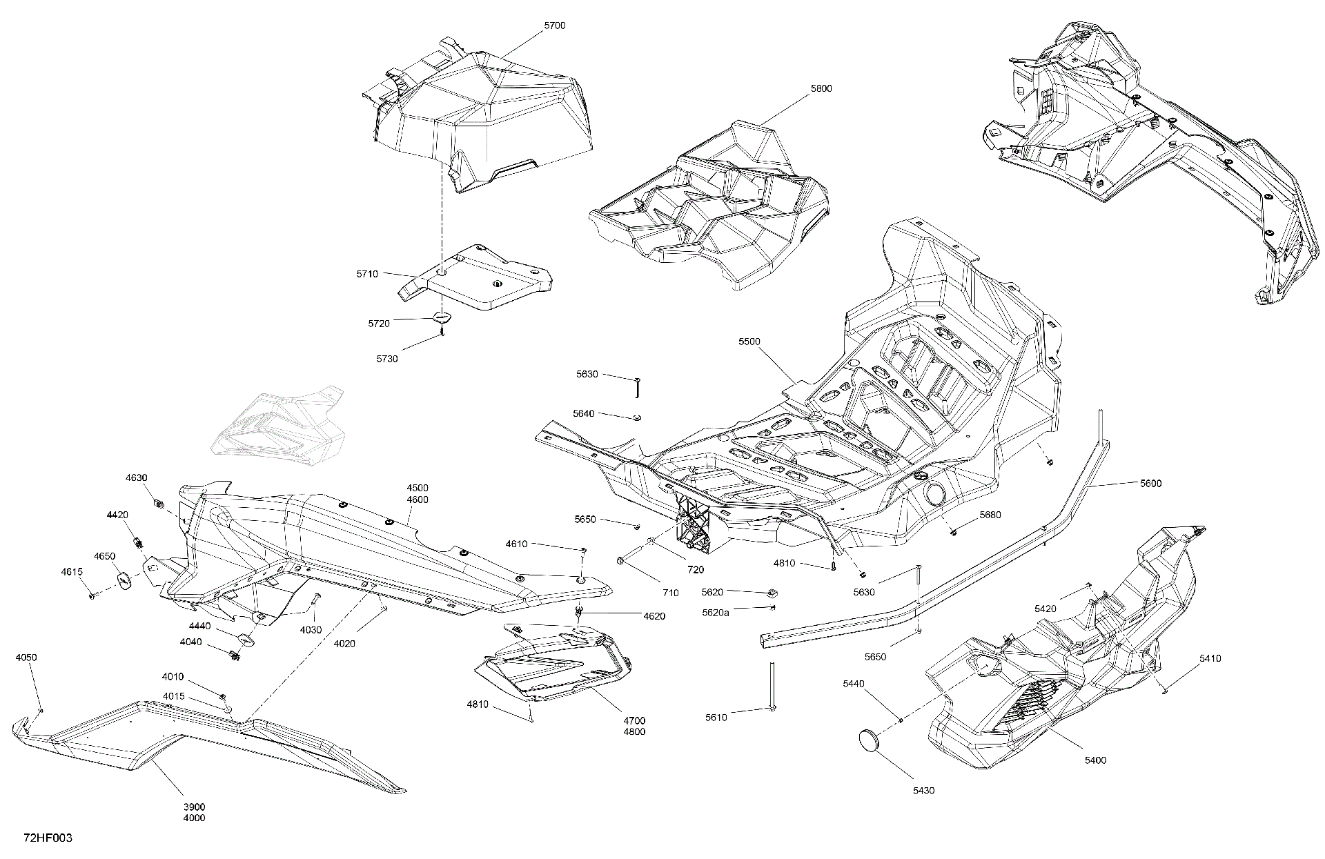 An Image of a Genuine Can-Am Parts Schematic Diagram showing the schematic - BODY - REAR SECTION